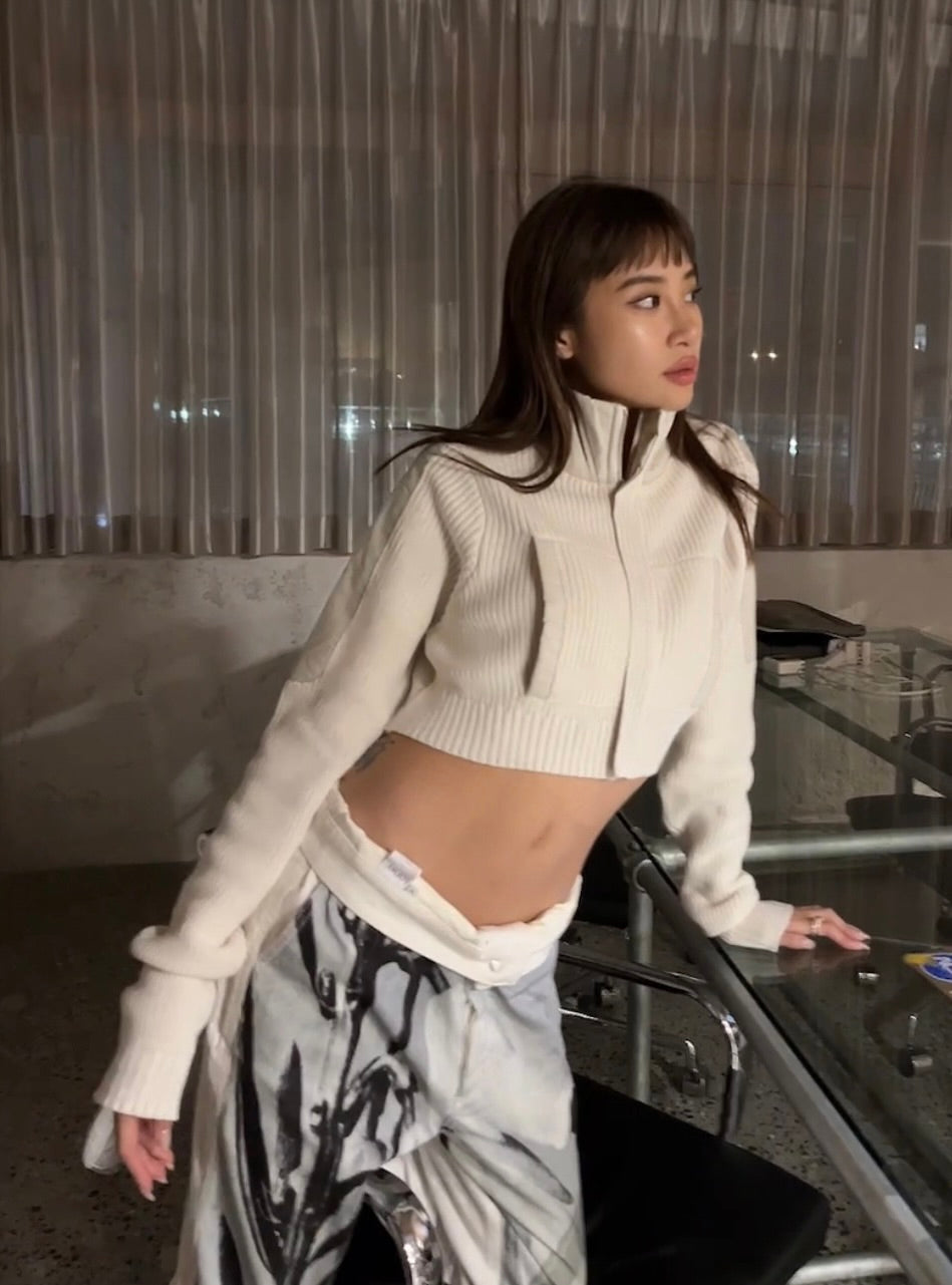Zip-up Mock Neck Knit
