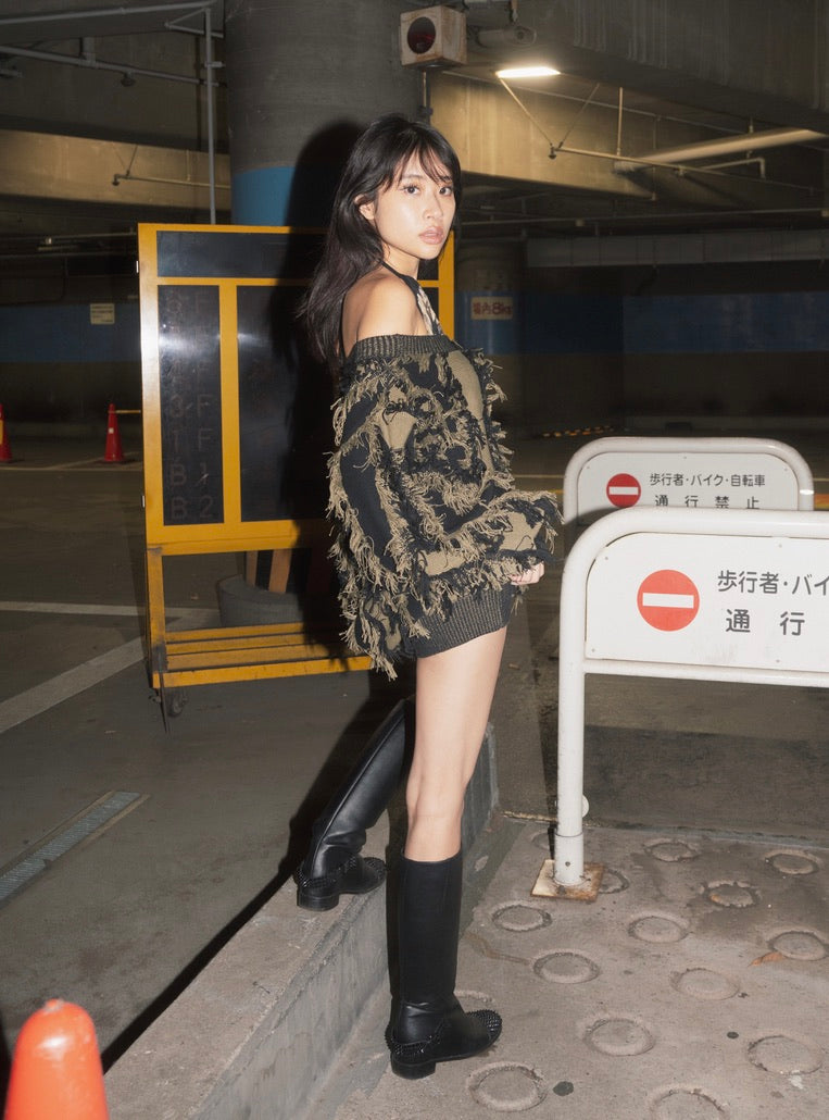 Fringe Bi-color Over Knit