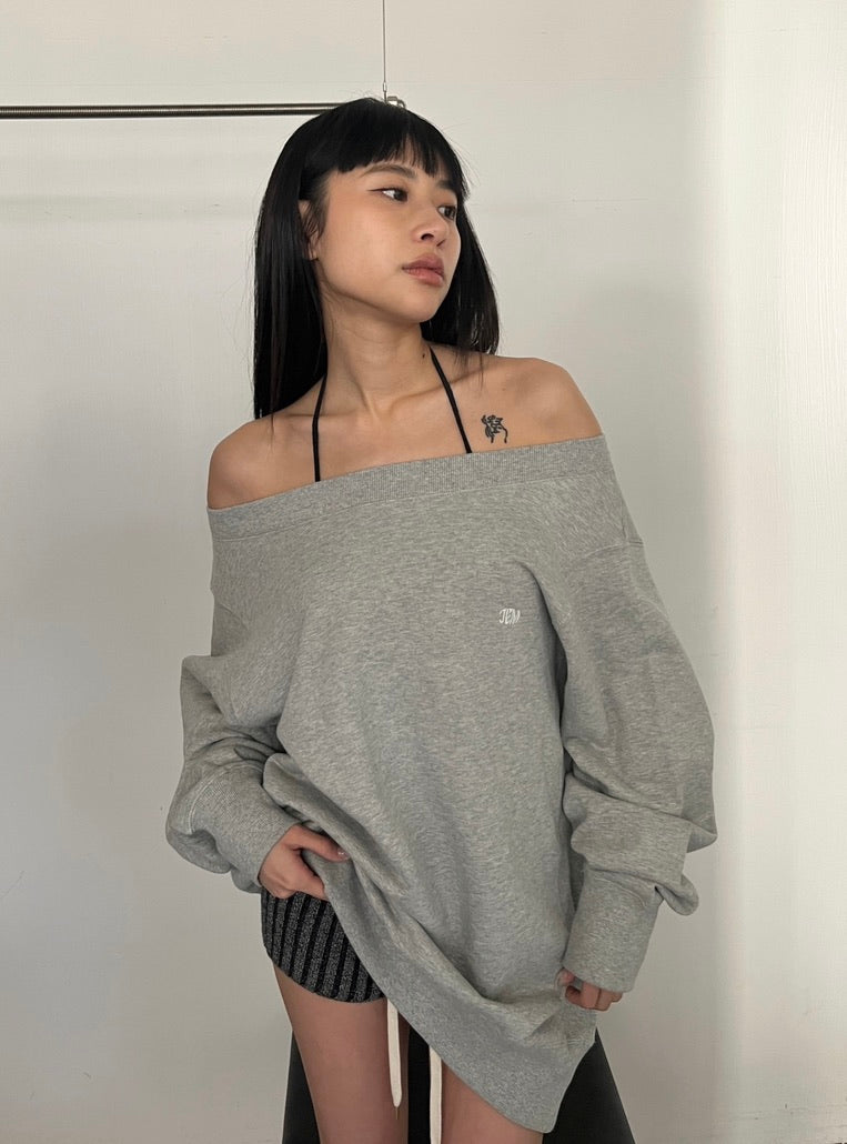 EMB Loose Neck Over Sweat