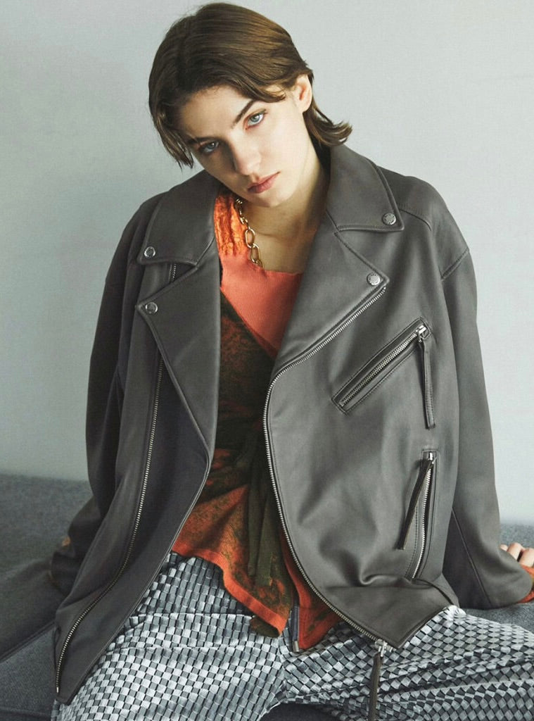 juemi オーバーサイズ ラムレザーライダース - メルカリ｜その他 