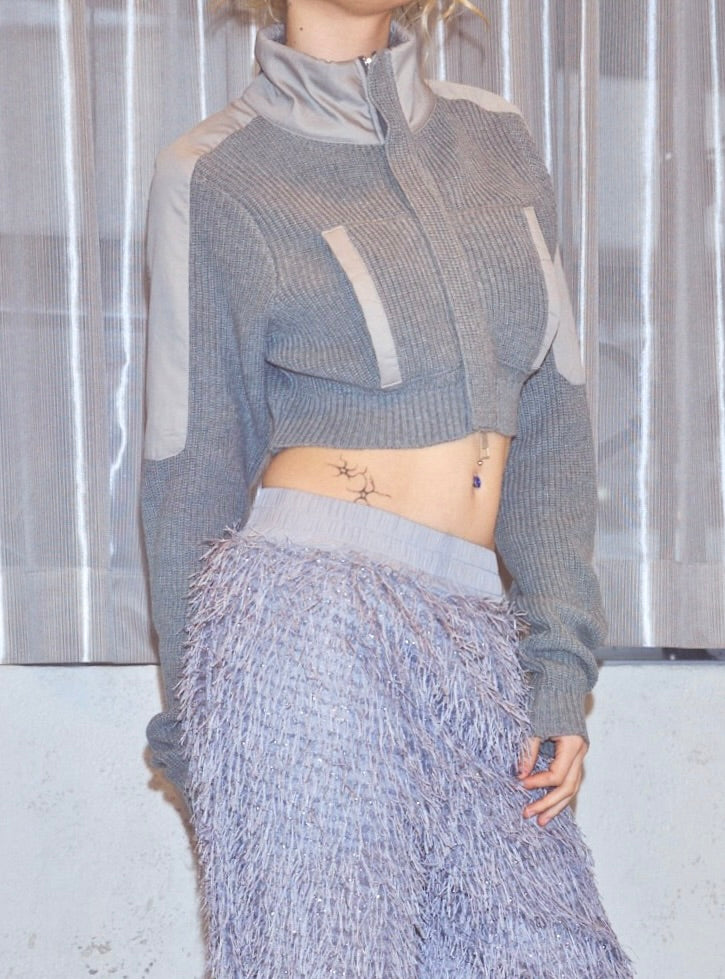 Zip-up Mock Neck Knit