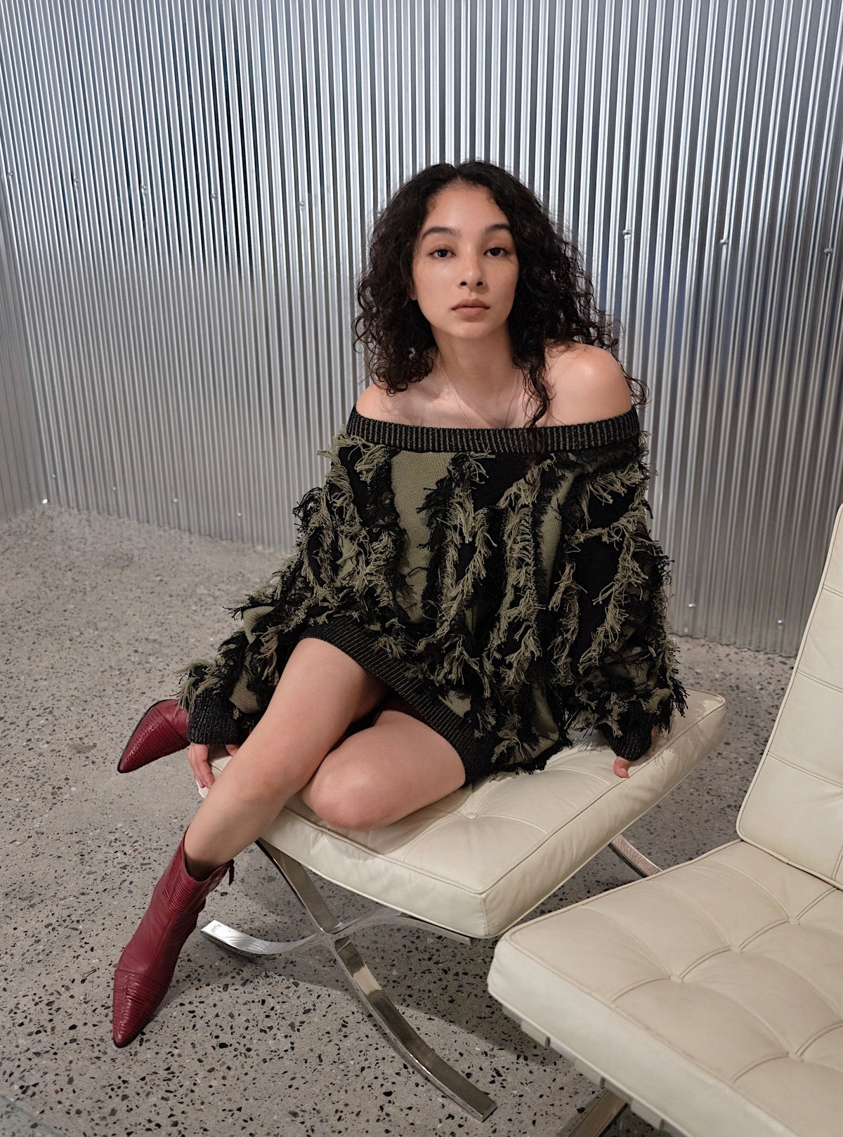 Fringe Bi-color Over Knit