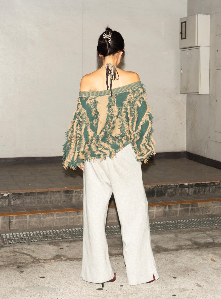 Fringe Bi-color Over Knit