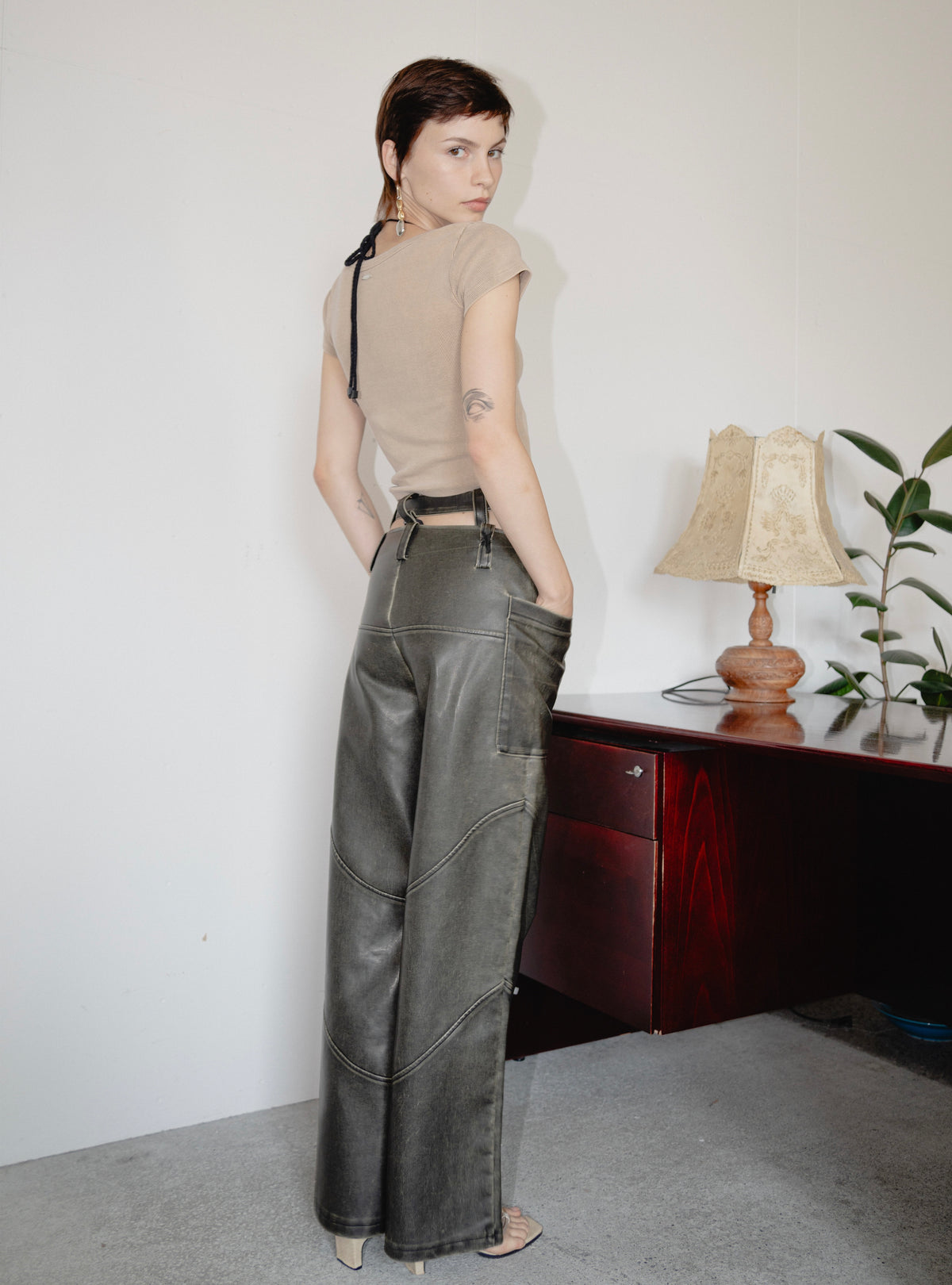 Modular Faux Leather Pants