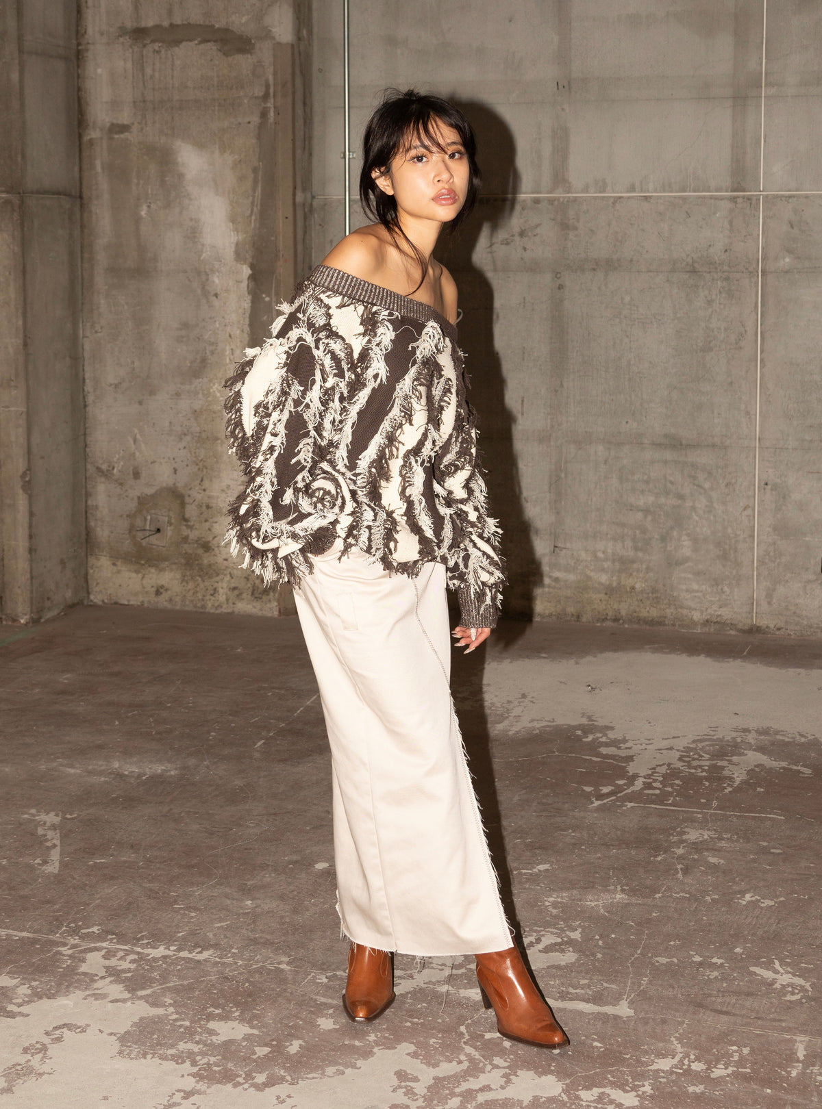Fringe Bi-color Over Knit