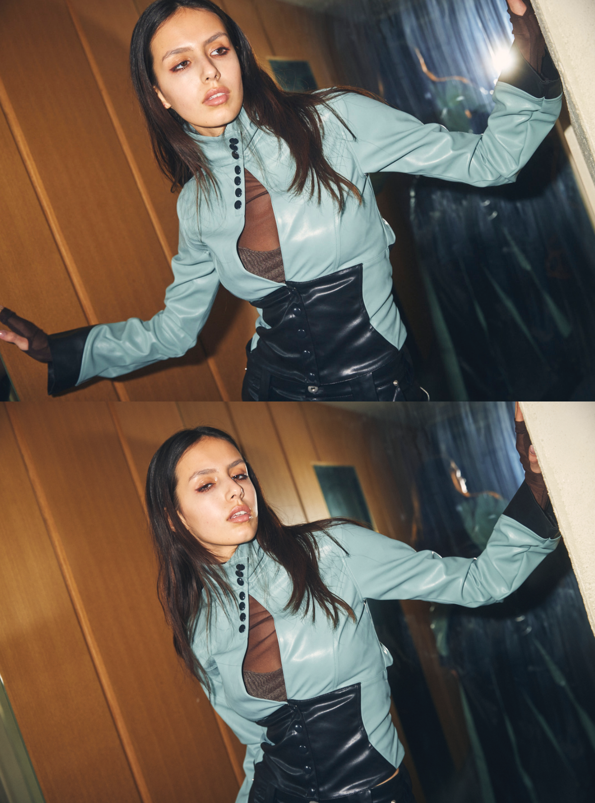 Back Lace Up Leather Jacket