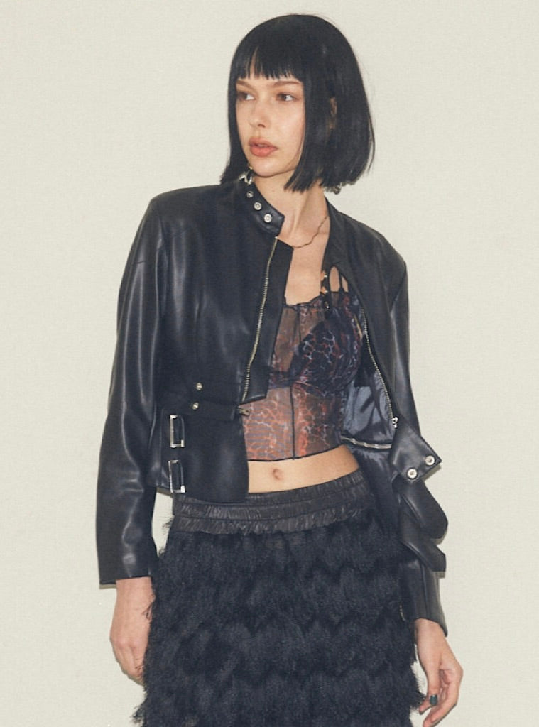 Bi-color Leather Jacket