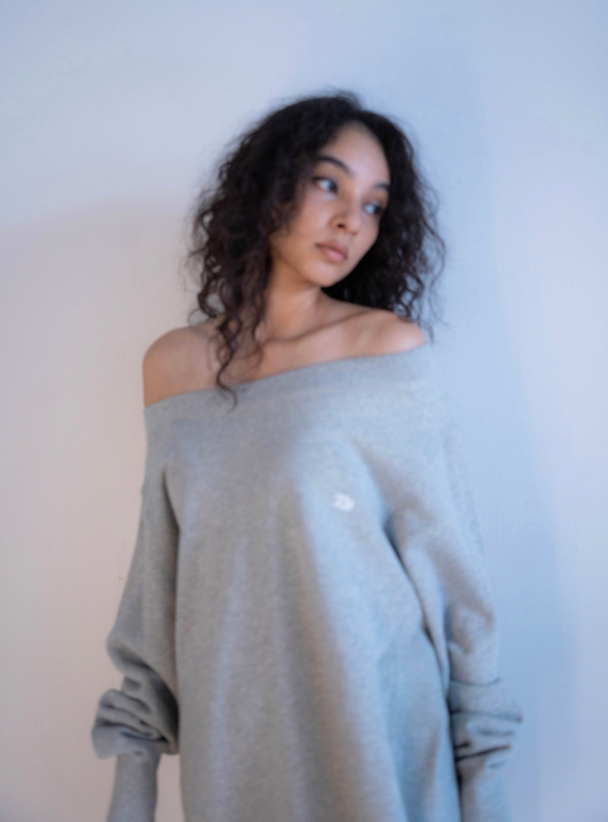EMB Loose Neck Over Sweat