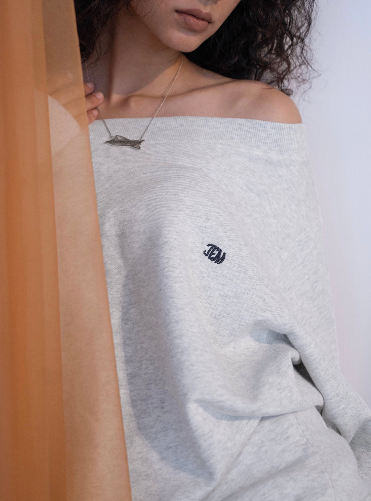 EMB Loose Neck Over Sweat