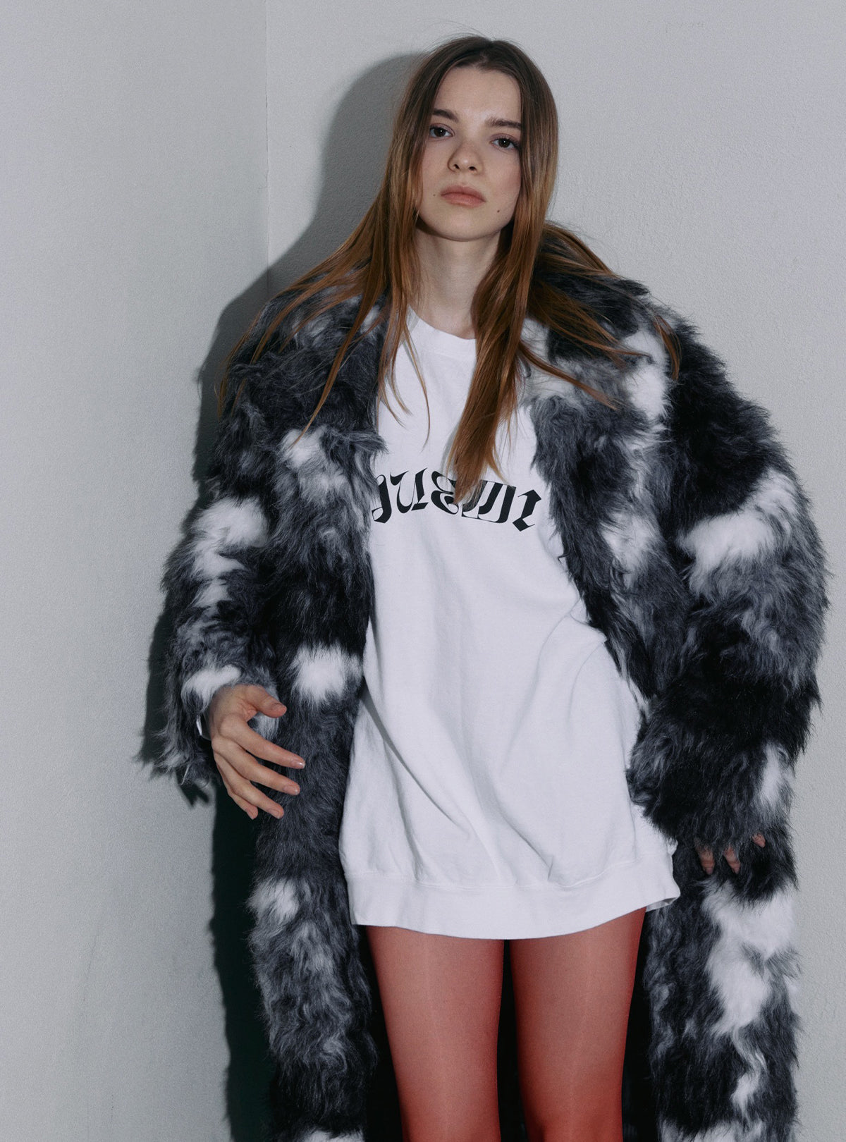 Mosaic Fur Long Coat