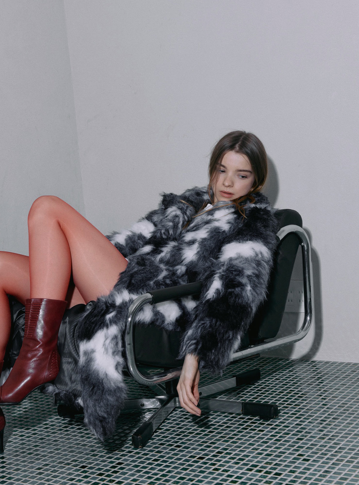 Mosaic Fur Long Coat