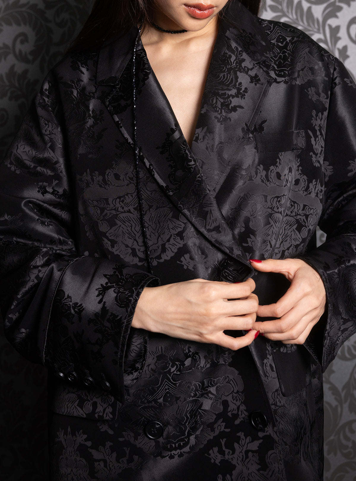 Satin Jacquard Over Jacket