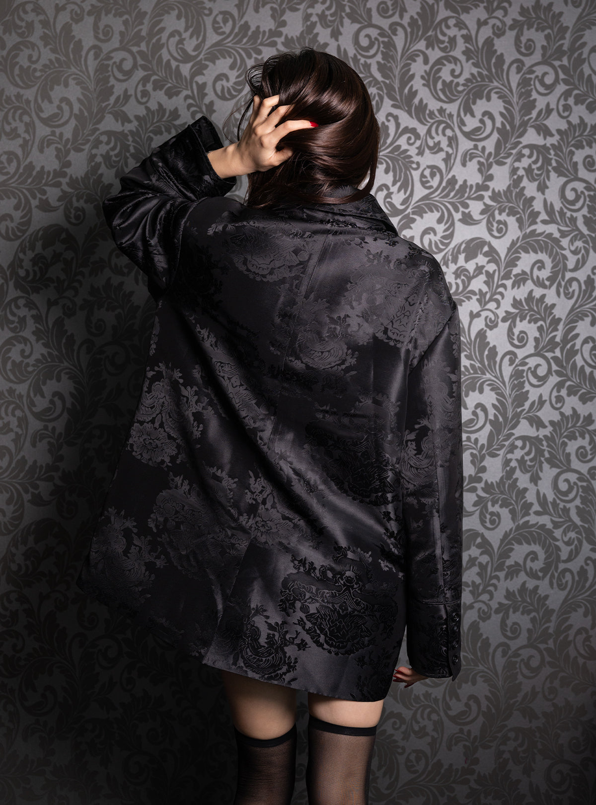 Satin Jacquard Over Jacket – JUEMI