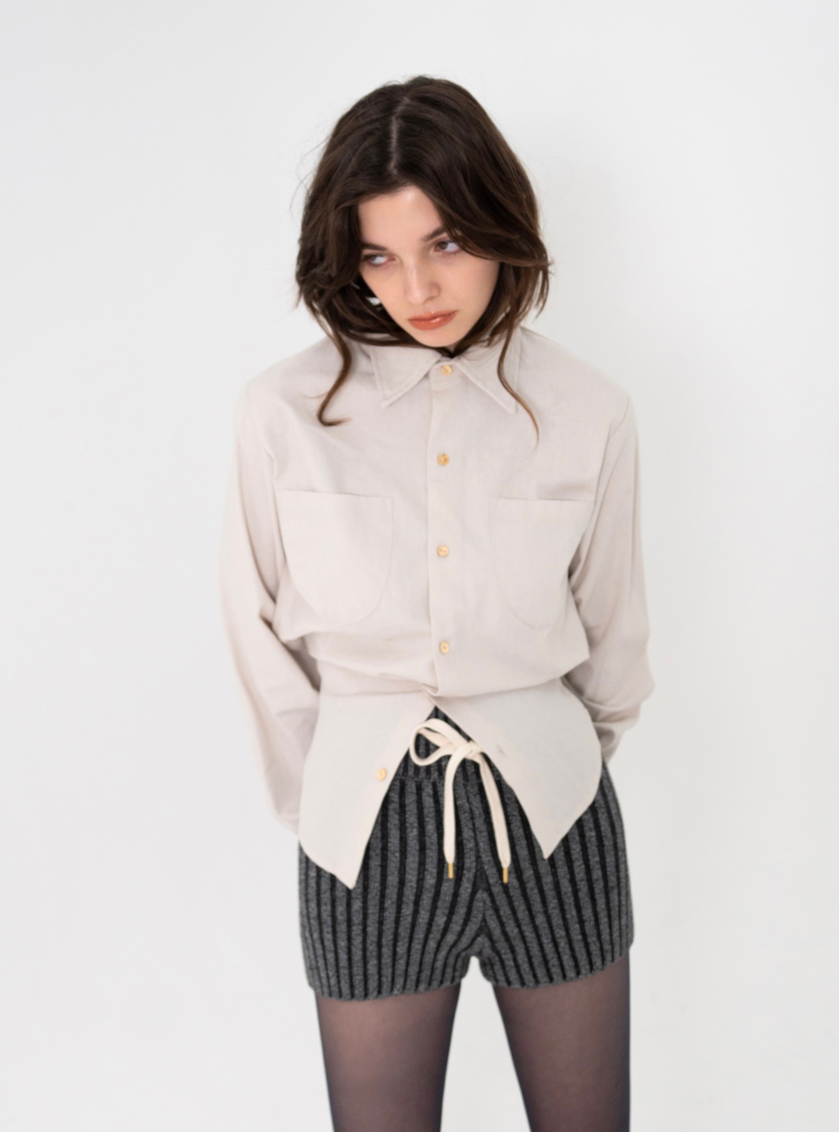 juemi Back Open Hemp Shirt シャツ Back Open Hemp Shirt – JUEMI