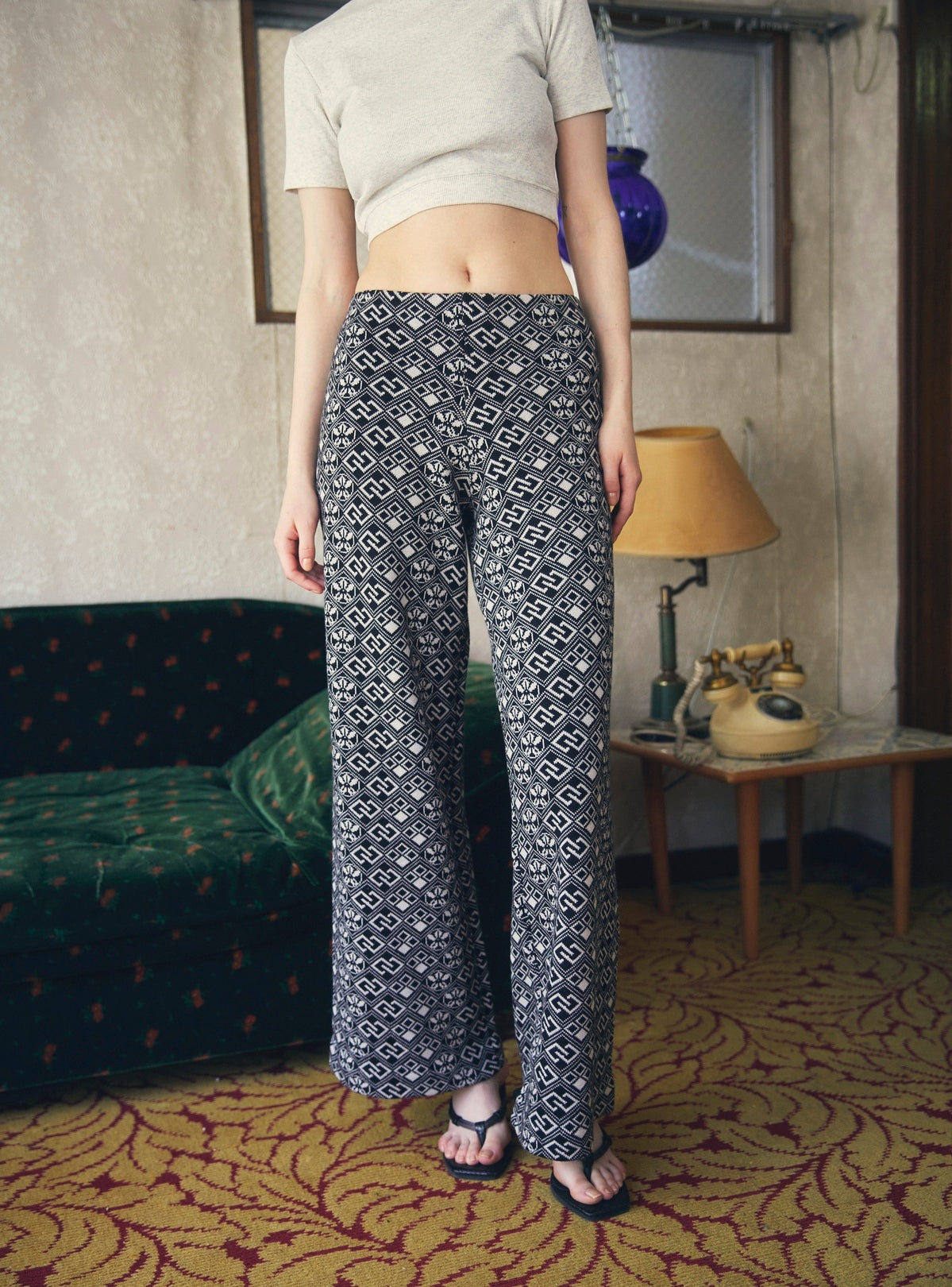 -WA- Pattern Jacquard Knit Pants