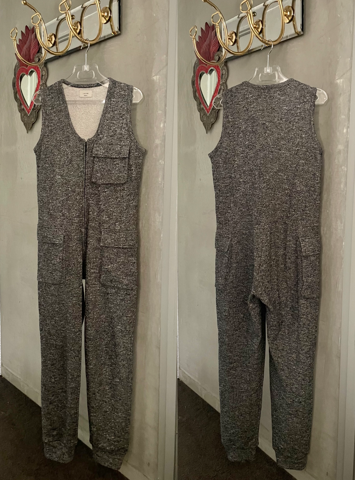 Sleeveless Zip-up Sweat Jumpsuit