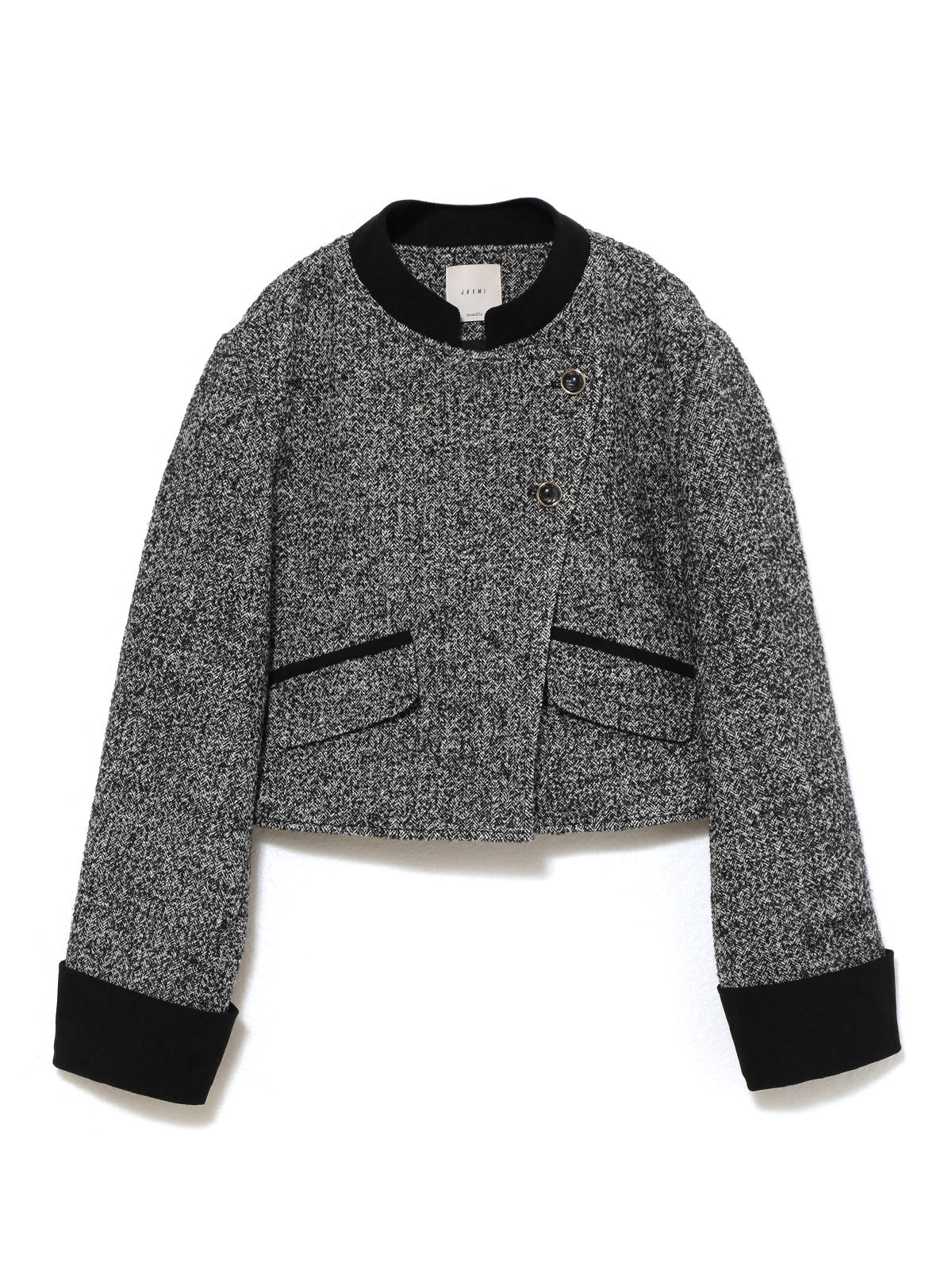 Offset Cropped Tweed Jacket