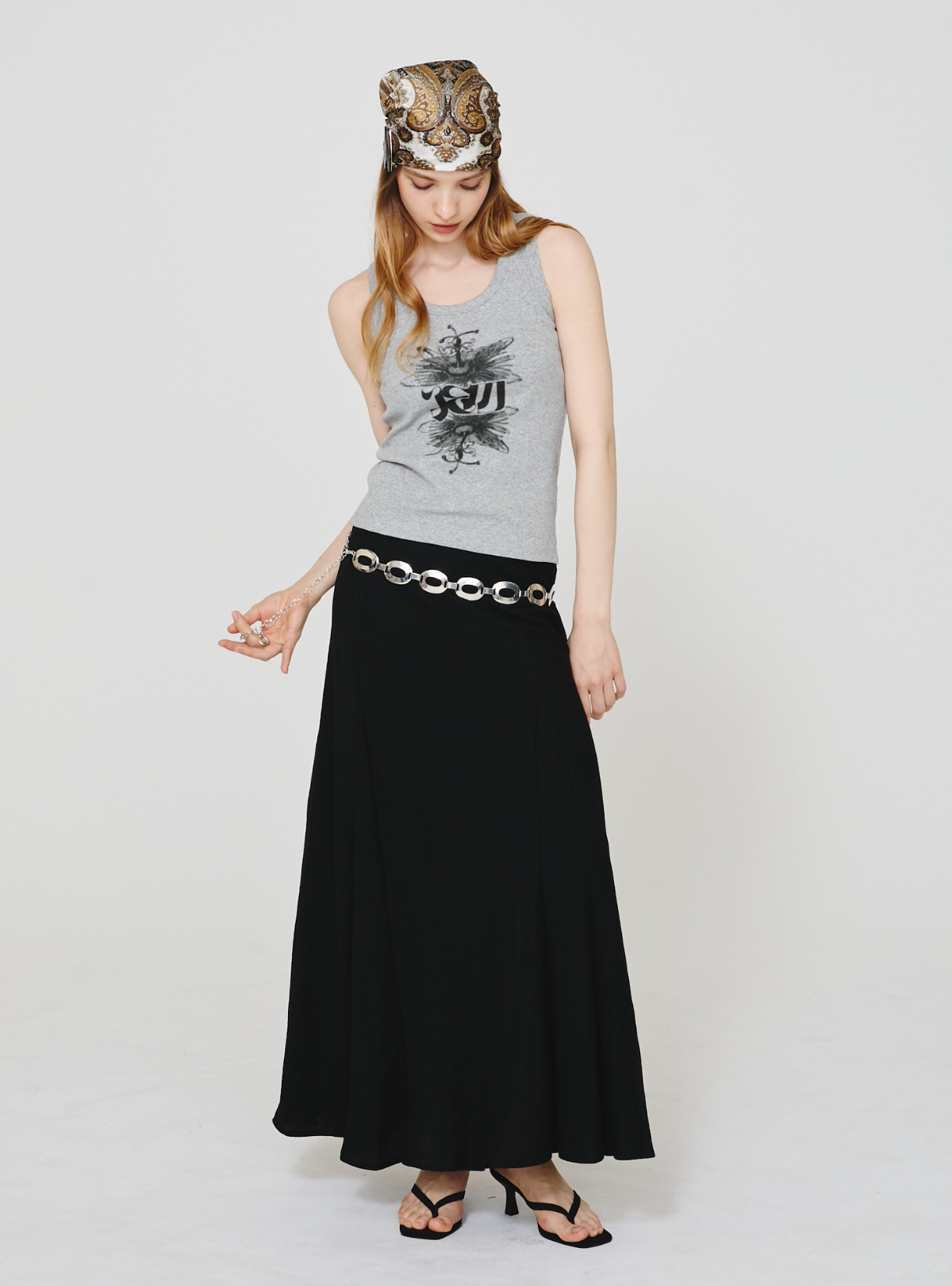 Double Slit Linen Skirt