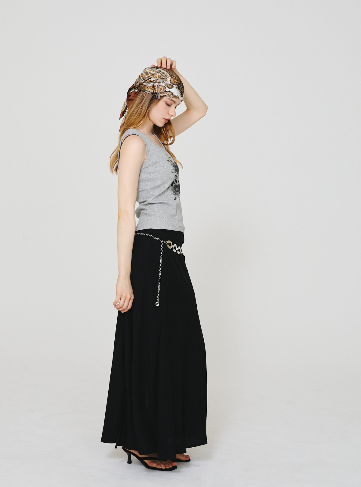 Double Slit Linen Skirt