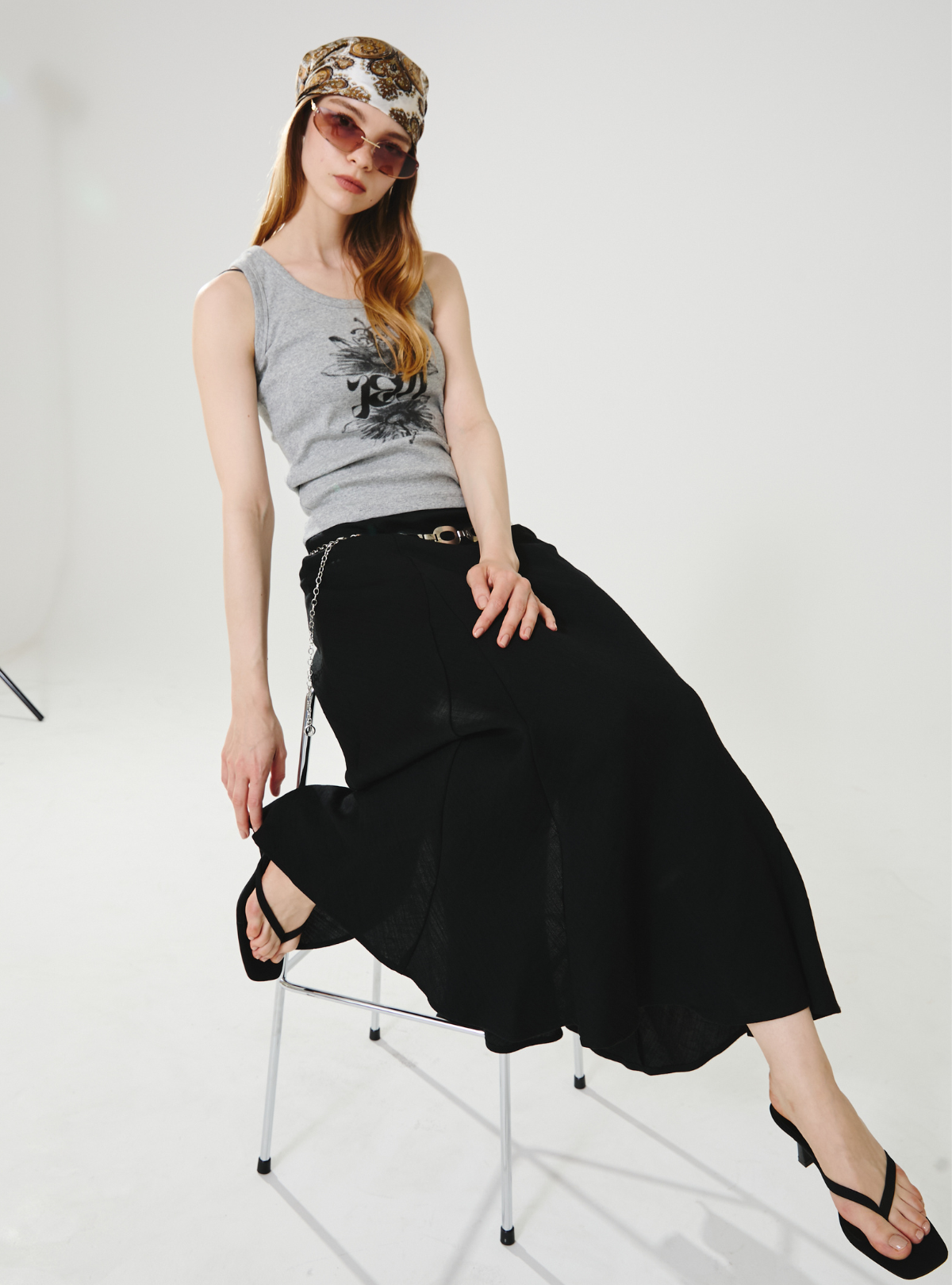 Double Slit Linen Skirt