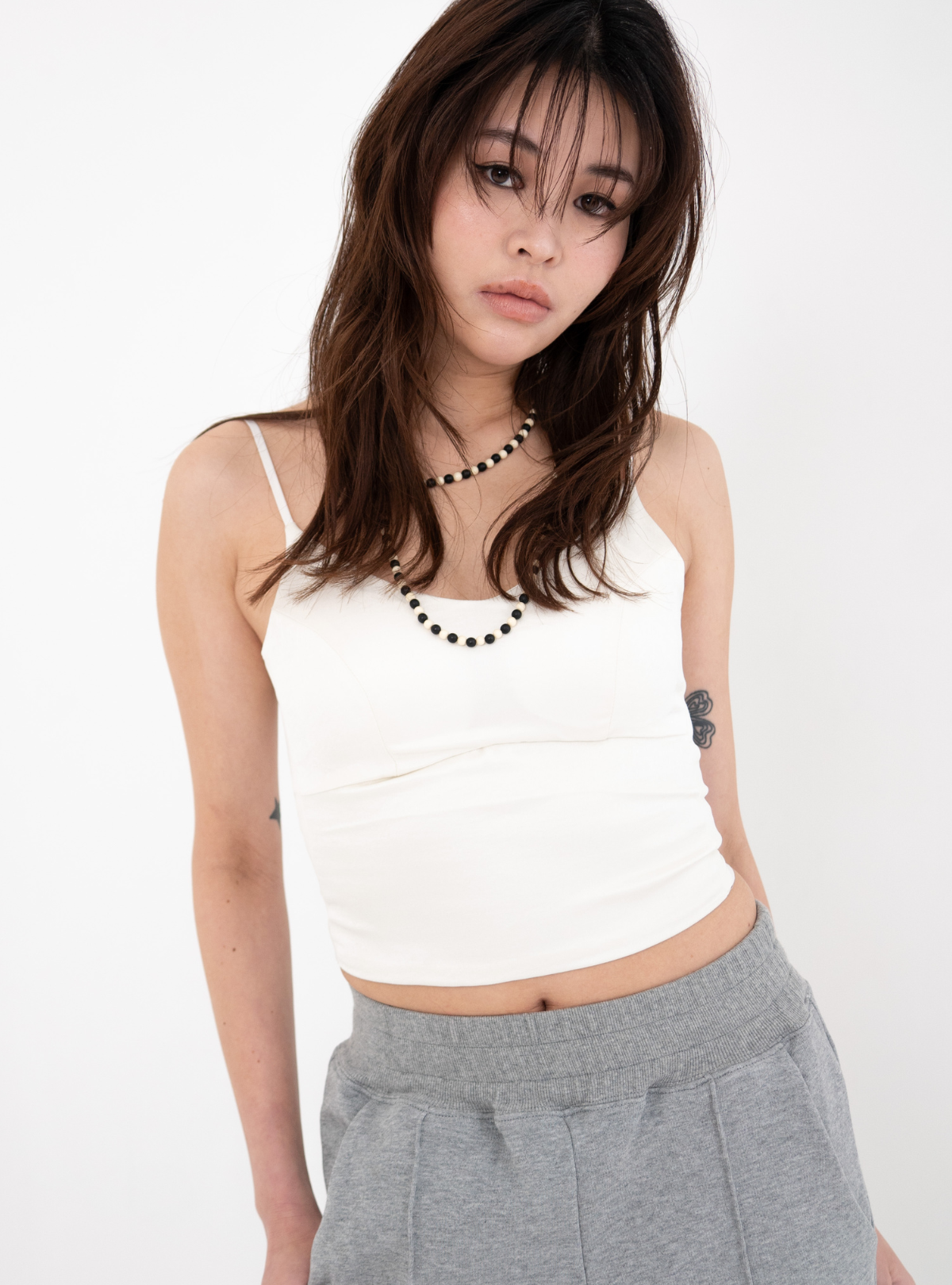 Seam Panel Satin Bustier