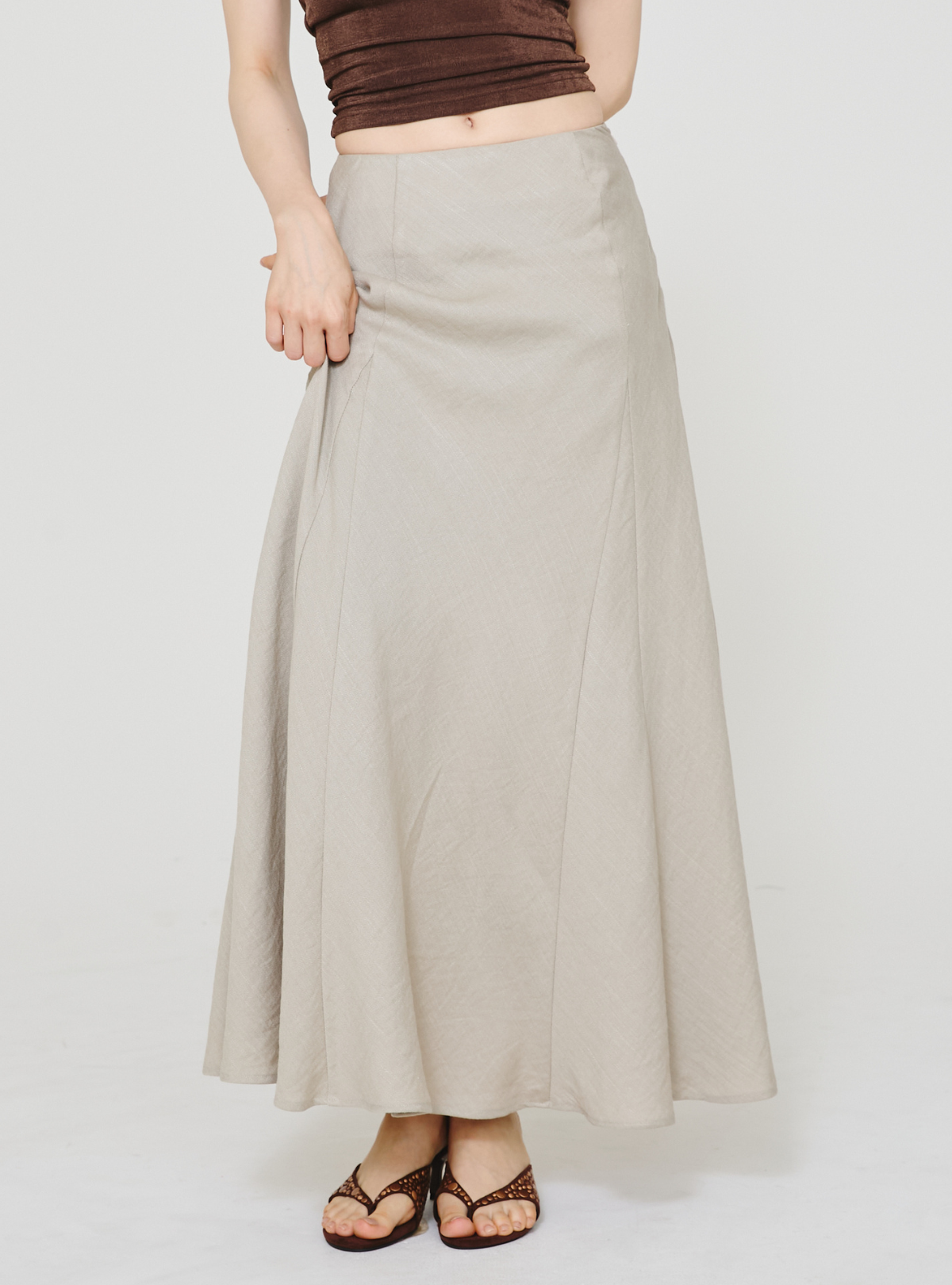 Double Slit Linen Skirt
