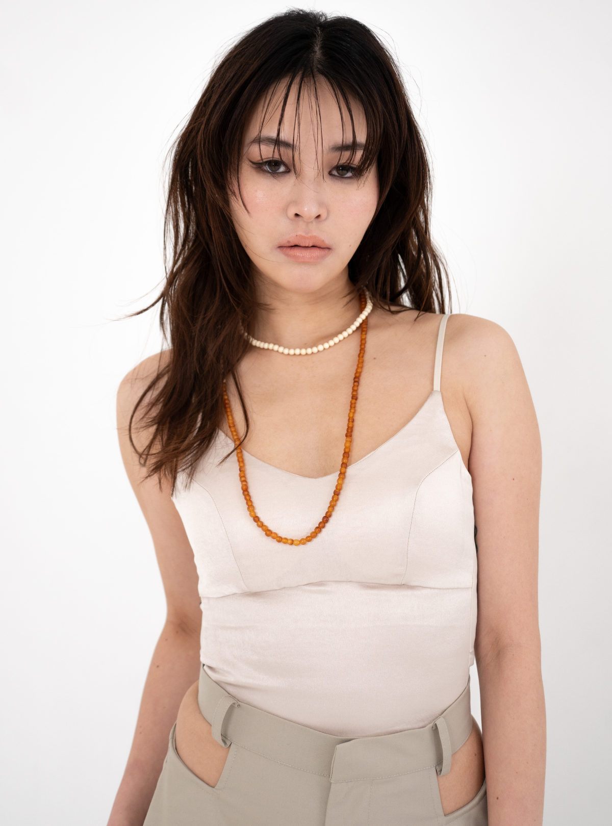 Seam Panel Satin Bustier