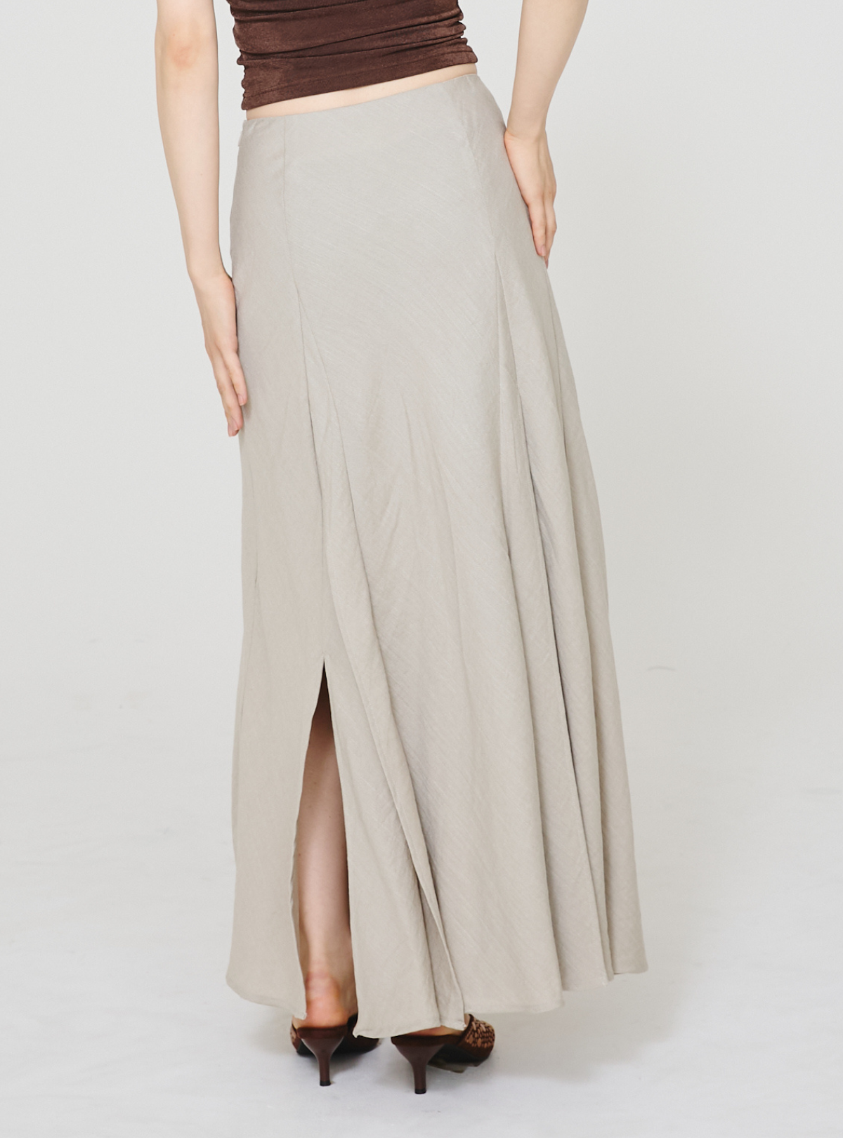 Double Slit Linen Skirt