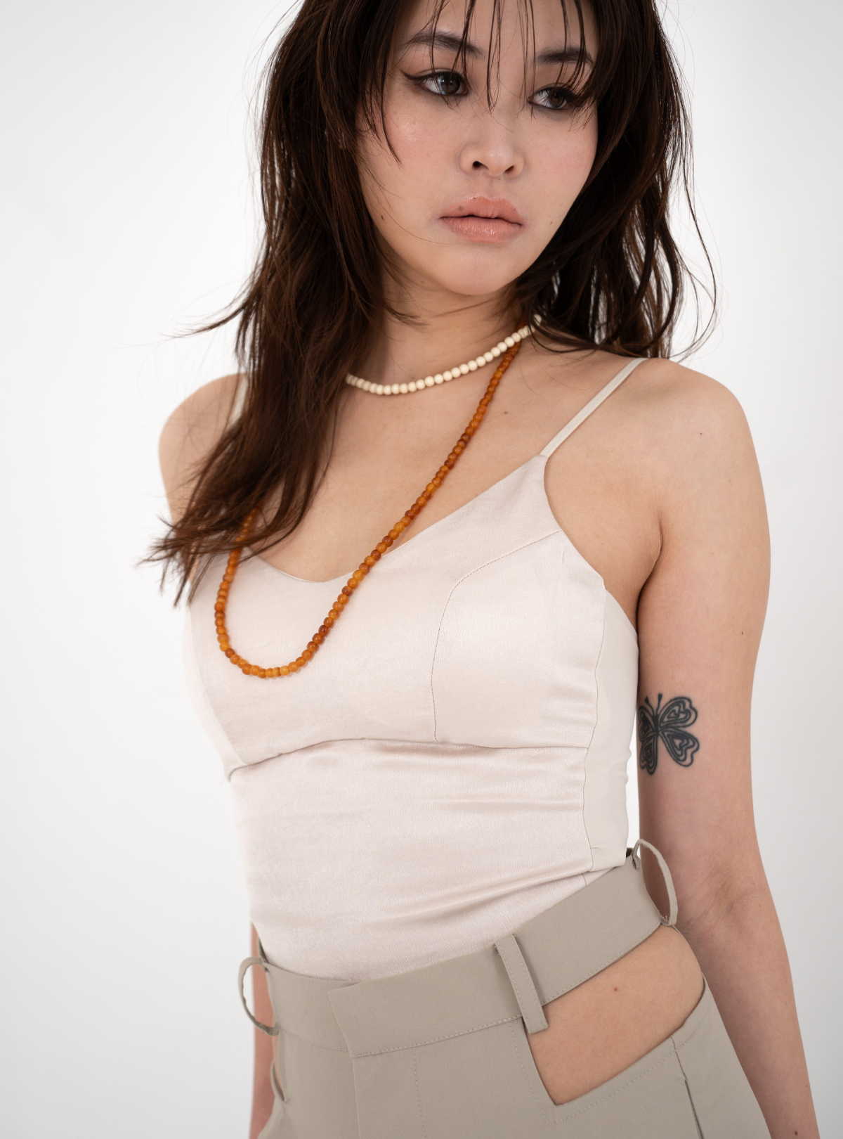 Seam Panel Satin Bustier