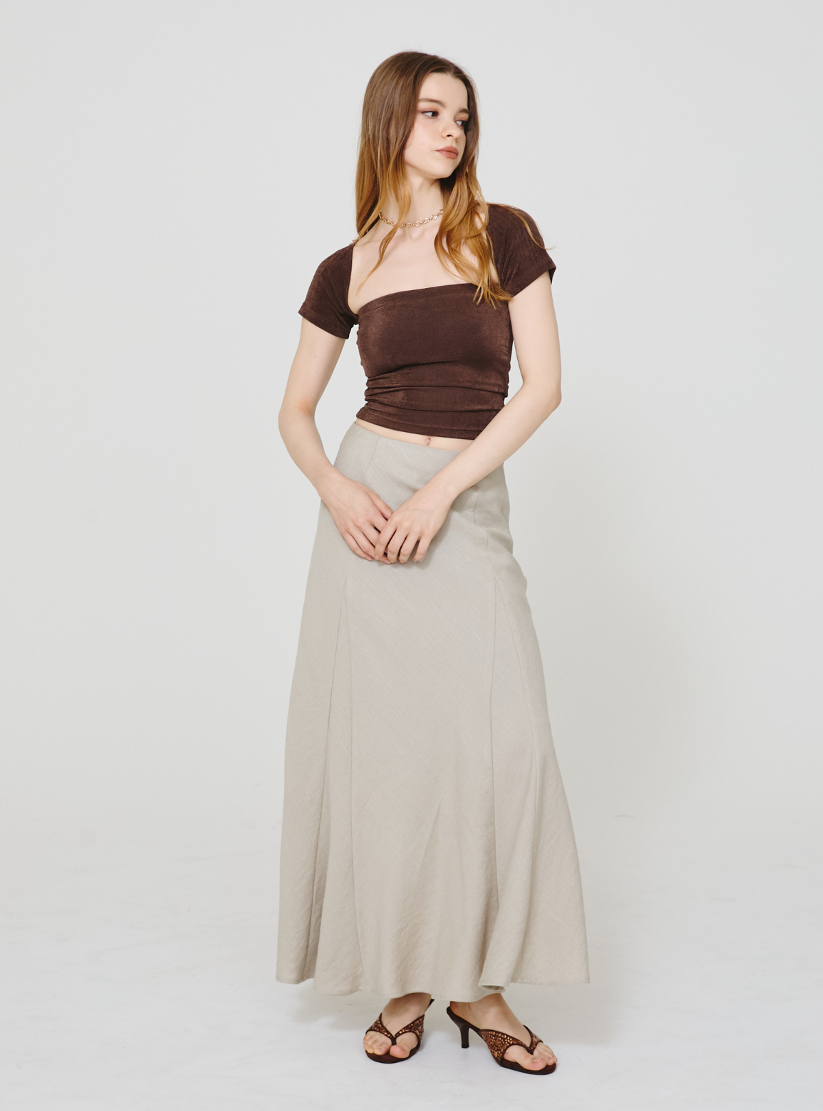 Double Slit Linen Skirt