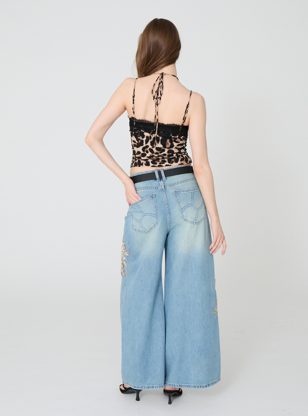 Gem Halter Lace Trim Cami