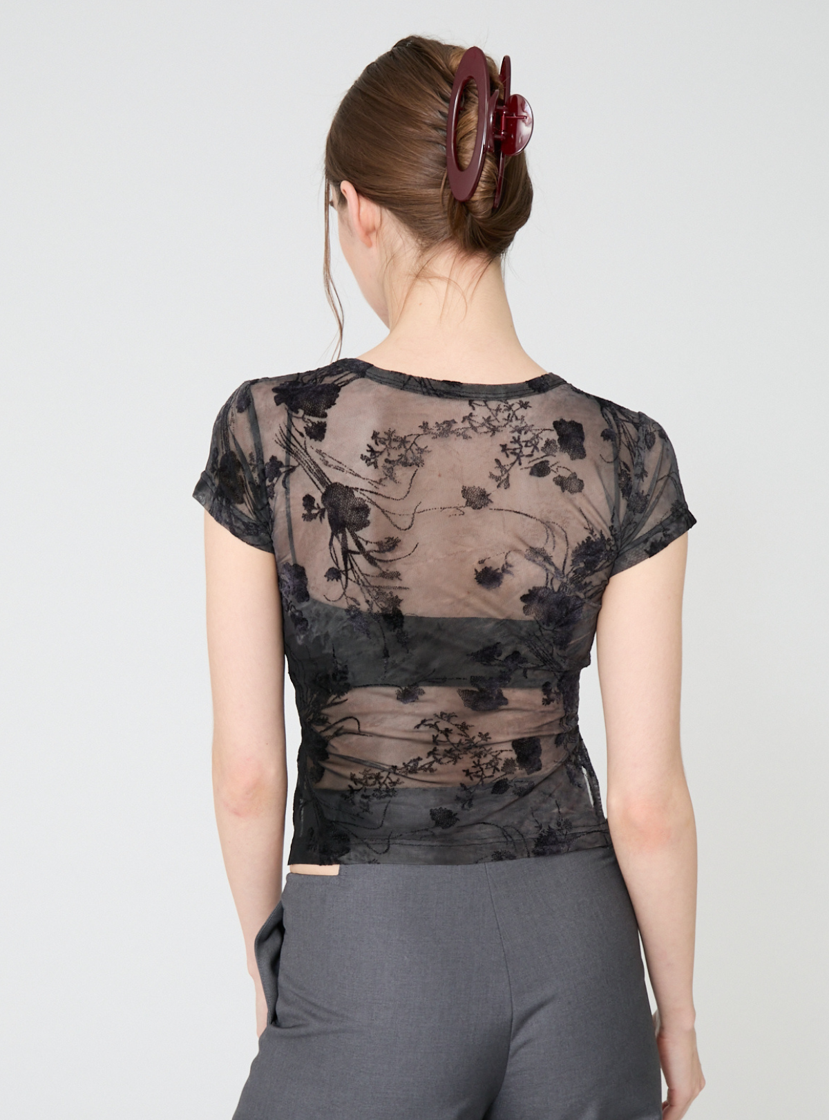 Side Slit Bloom Tulle Tee