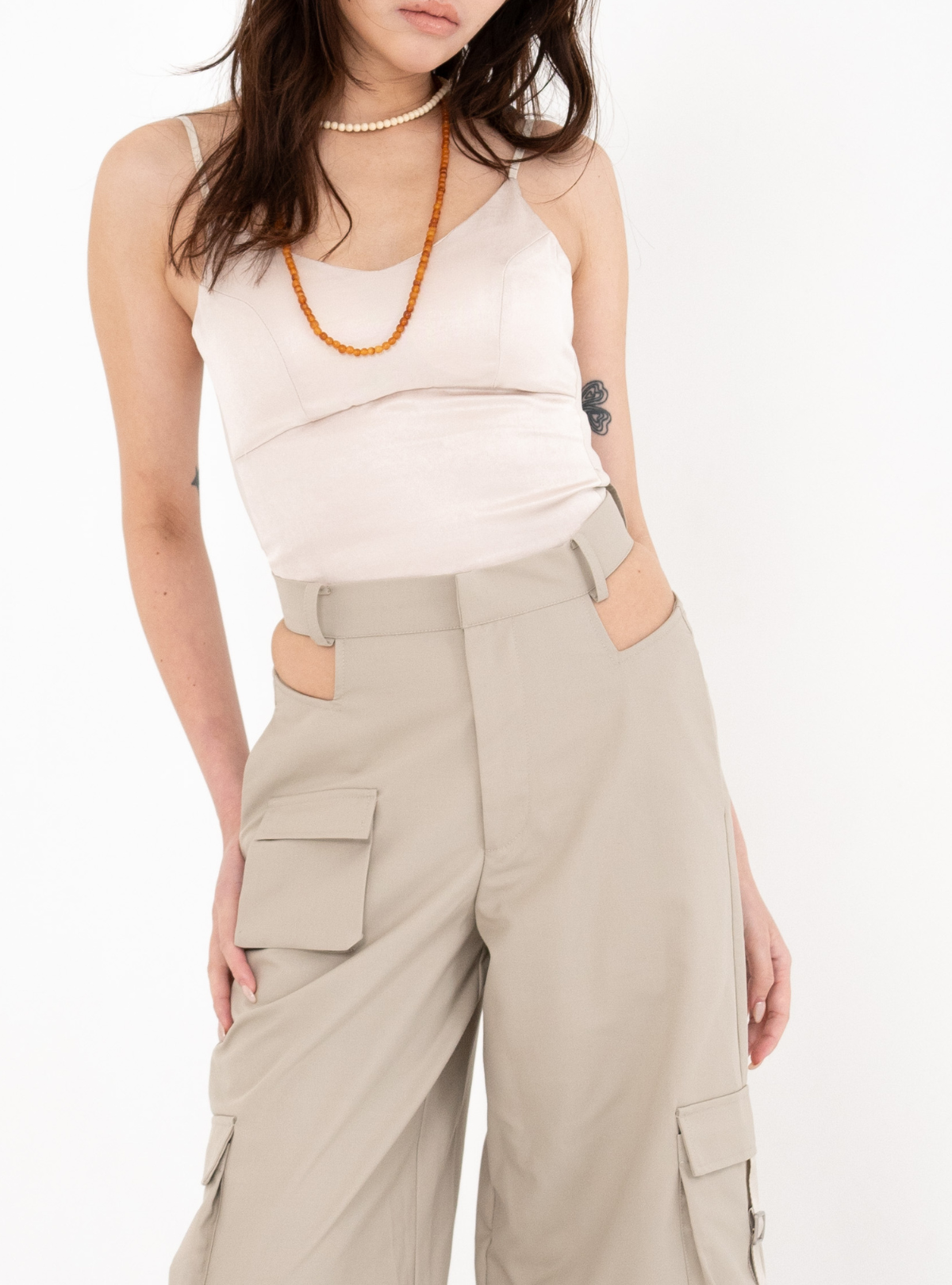 Seam Panel Satin Bustier