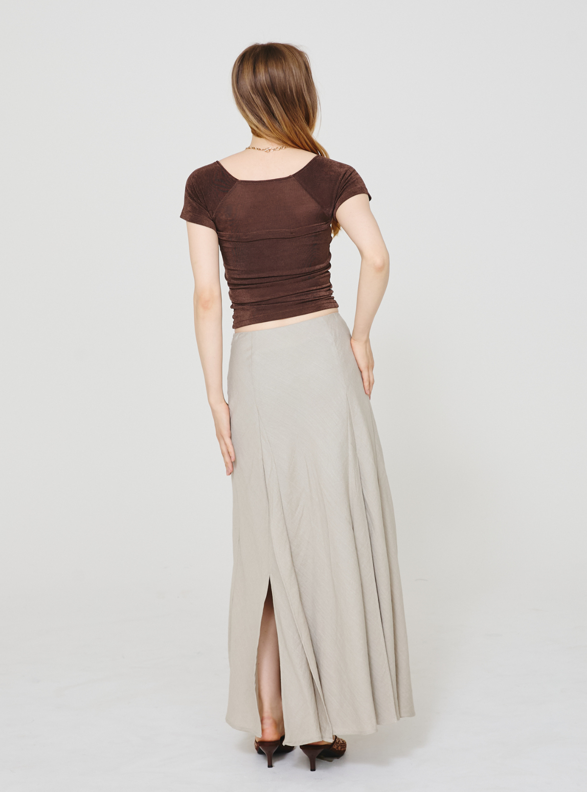 Double Slit Linen Skirt