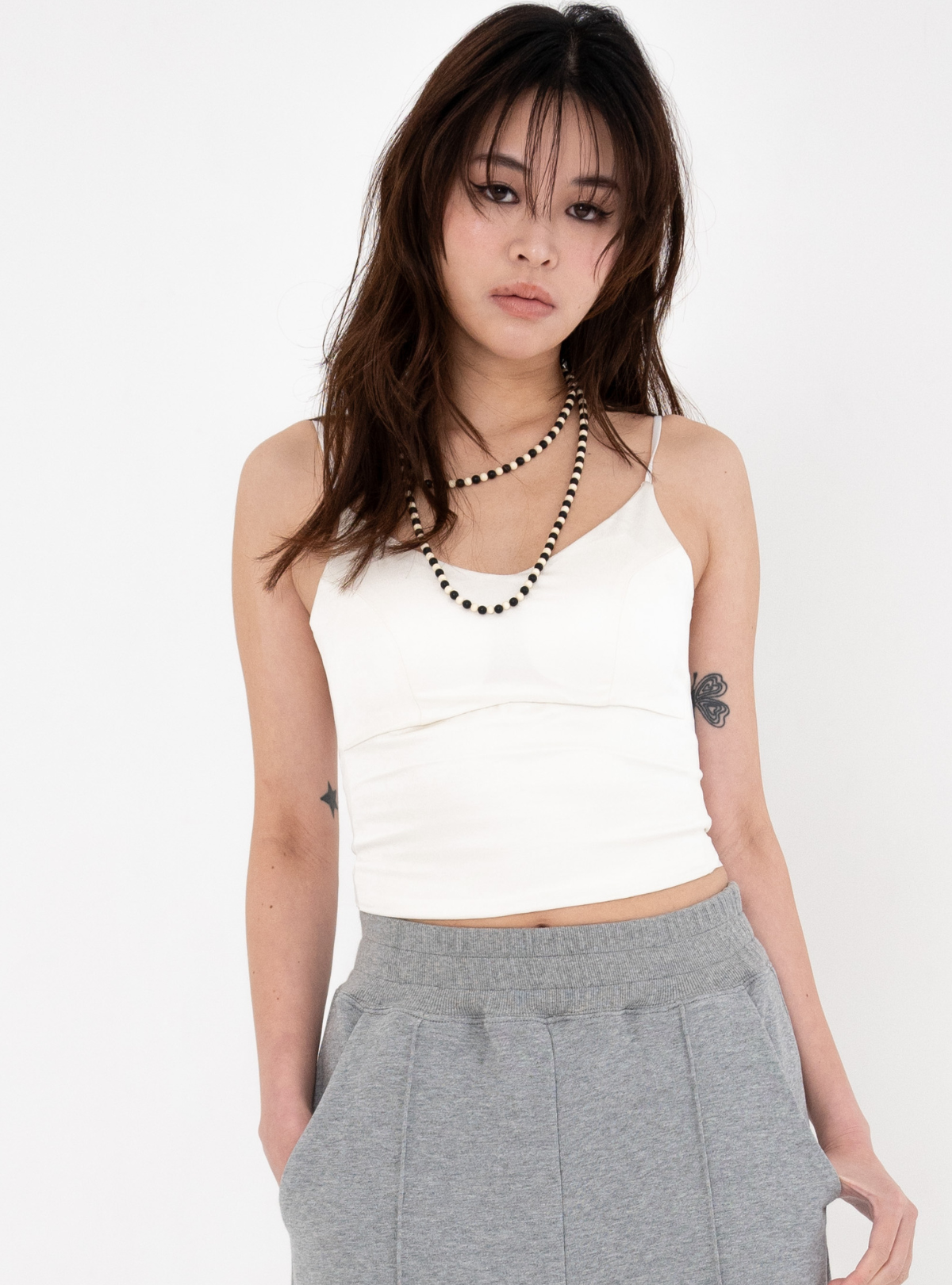 Seam Panel Satin Bustier