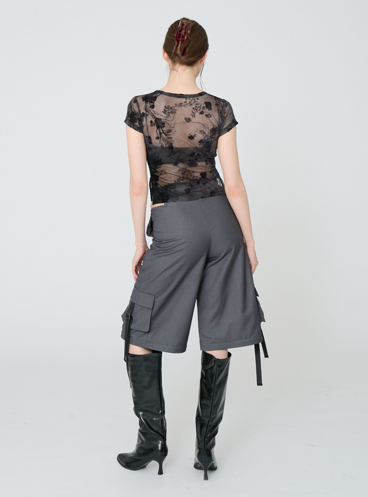 Side Slit Bloom Tulle Tee
