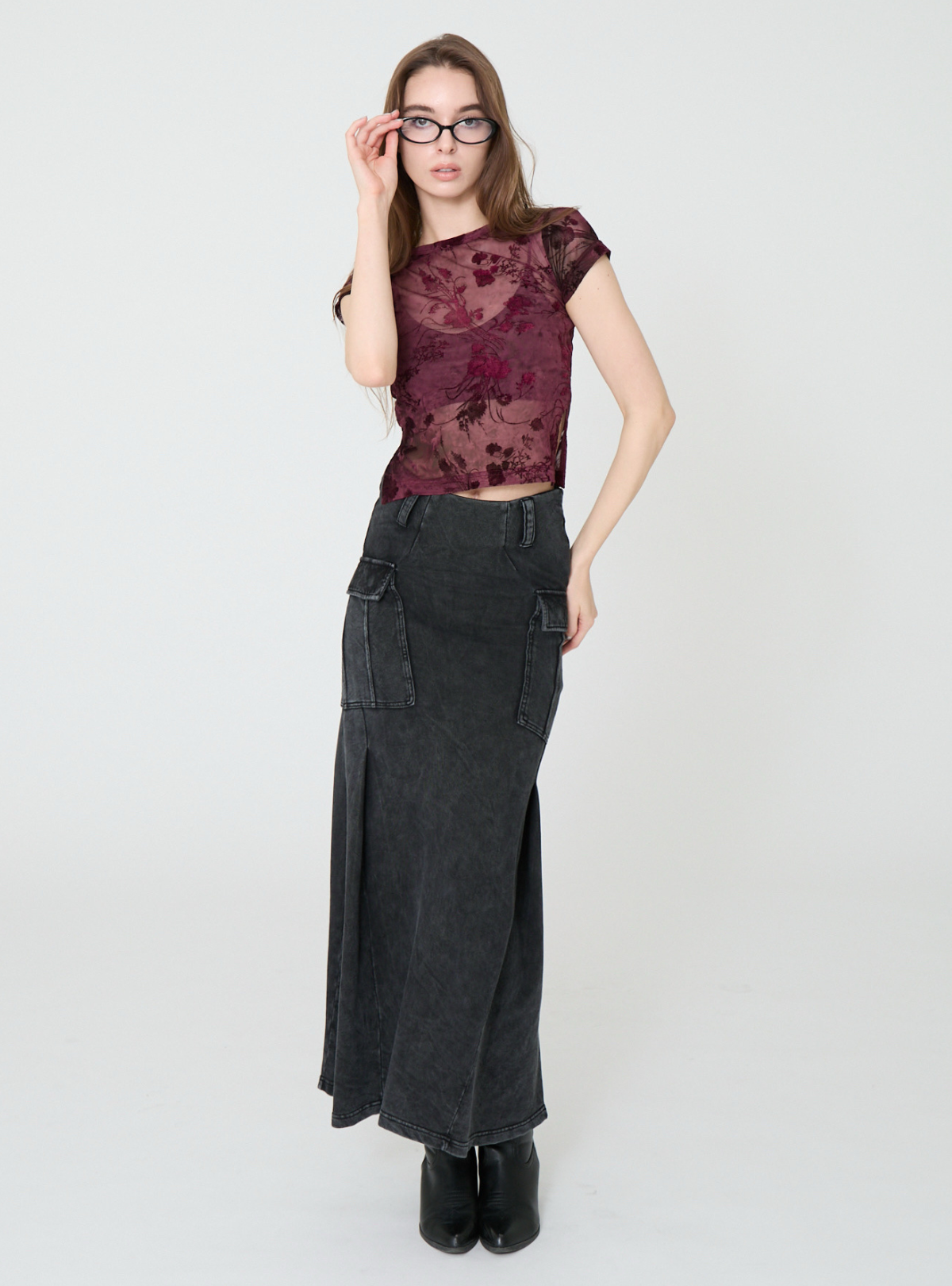 Side Slit Bloom Tulle Tee