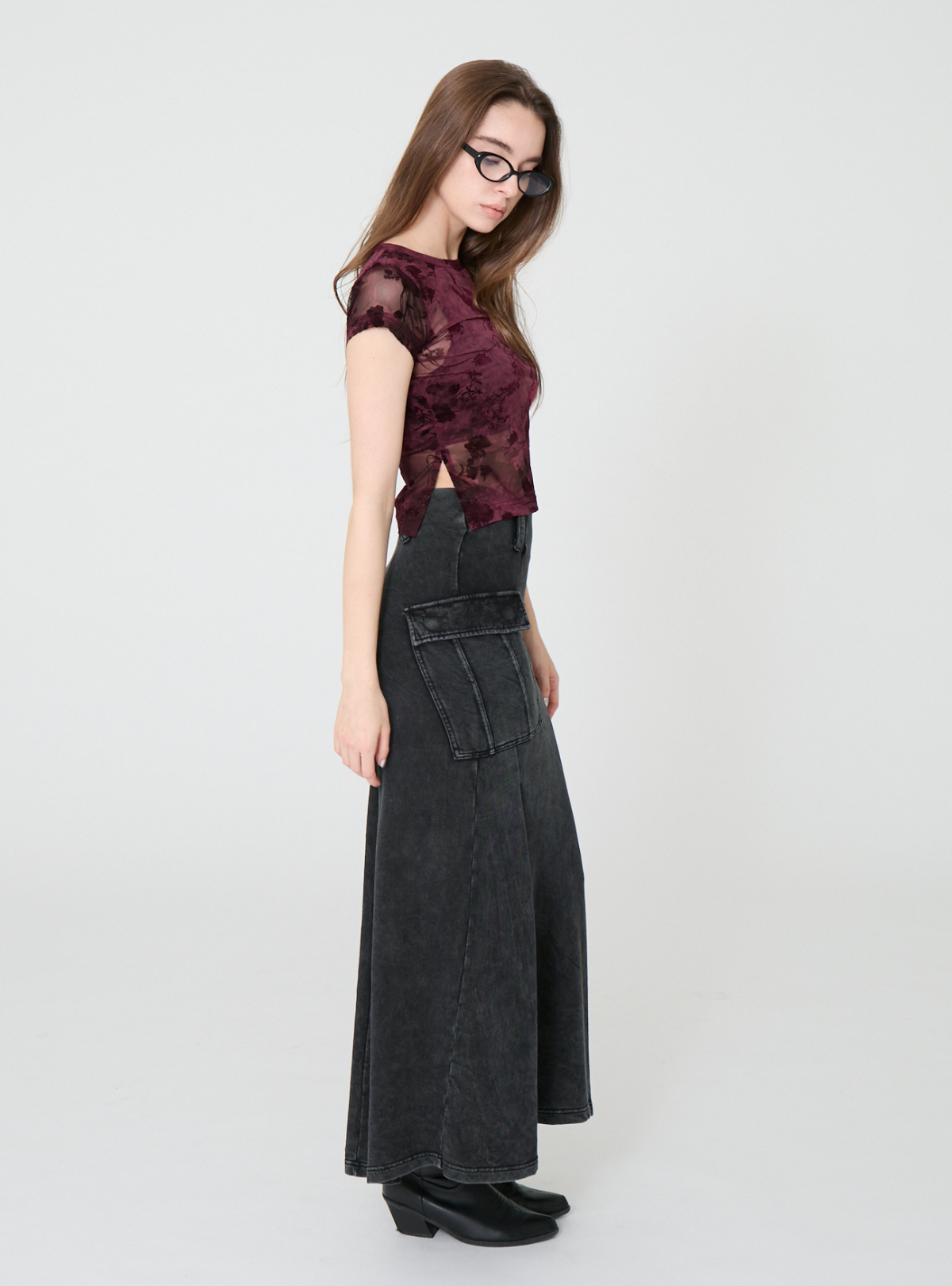 Side Slit Bloom Tulle Tee