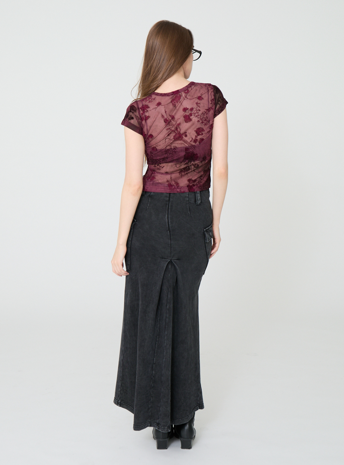 Side Slit Bloom Tulle Tee
