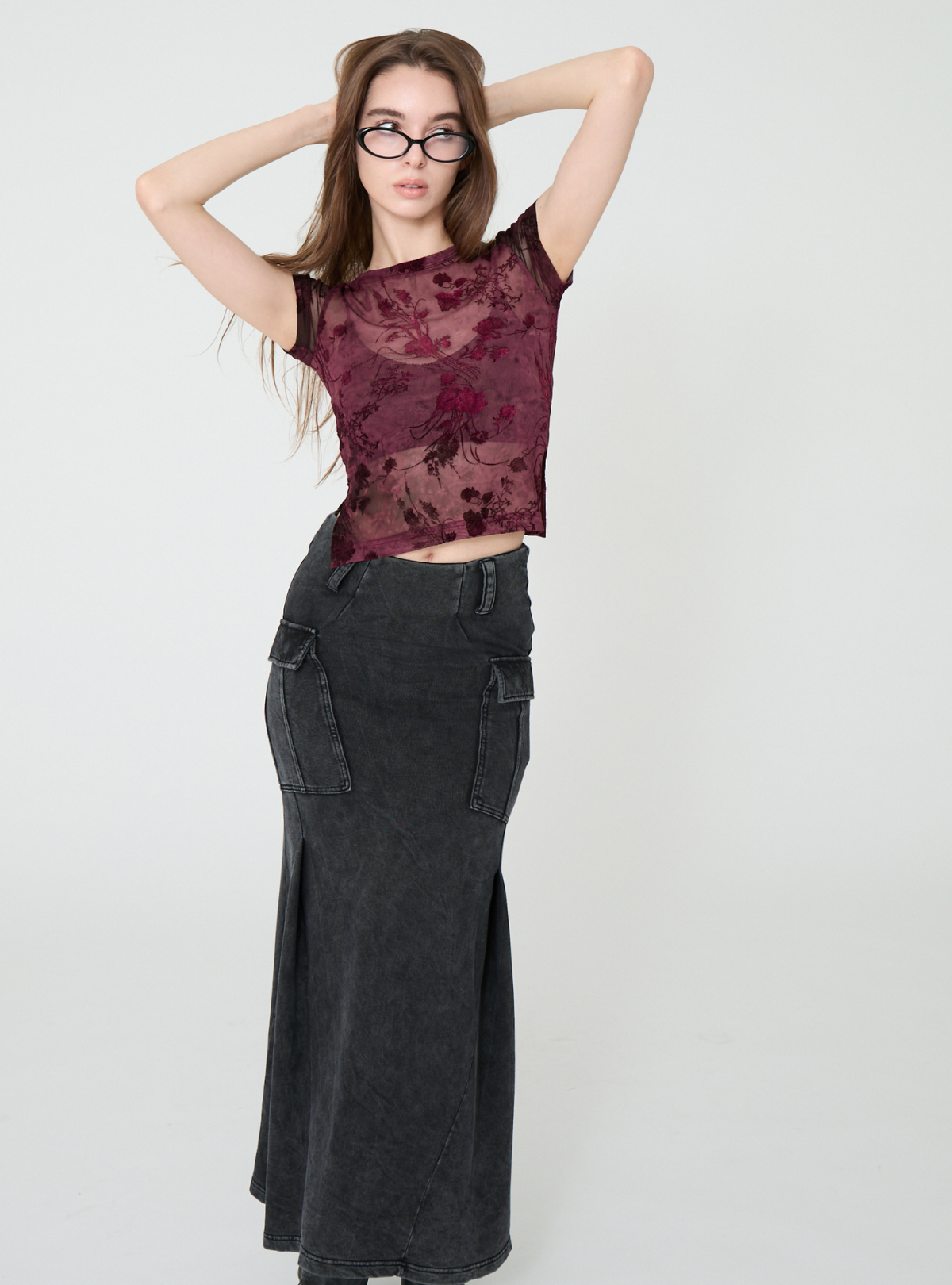 Side Slit Bloom Tulle Tee