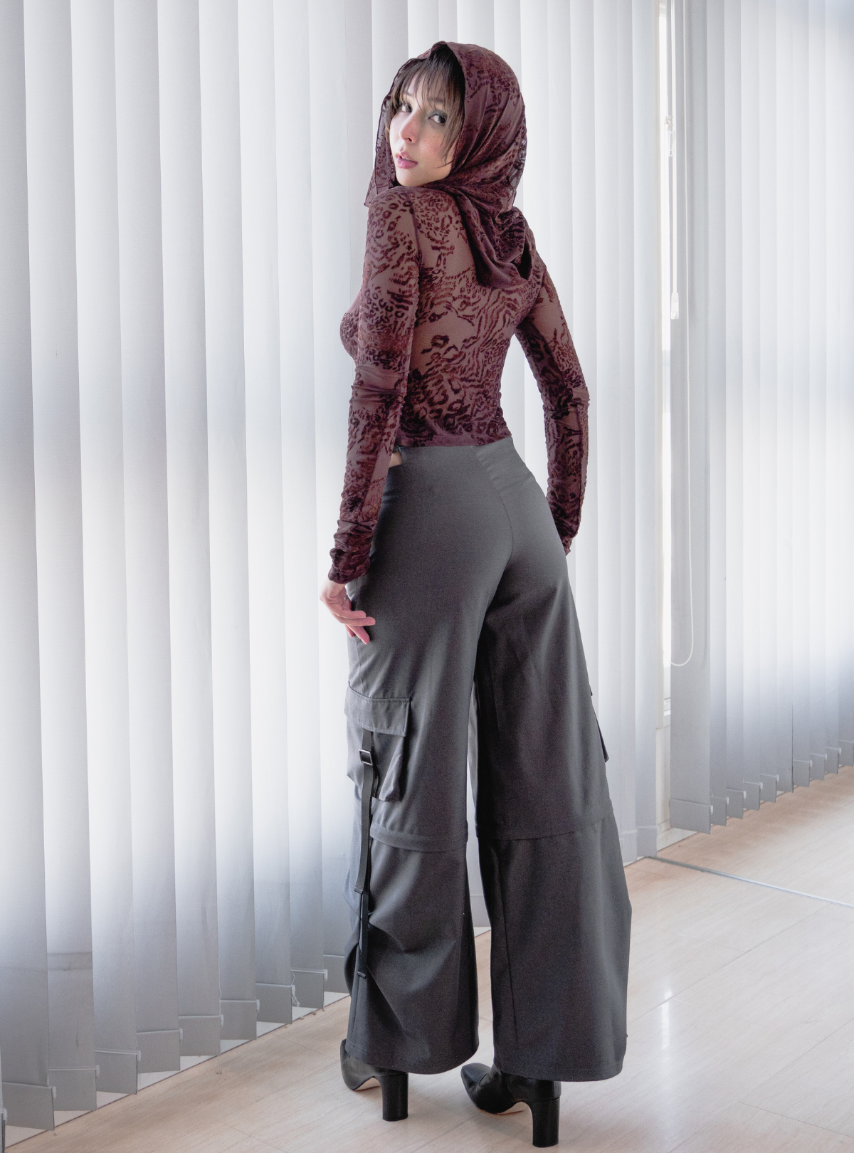 Side Slit Flocky Tulle Tops