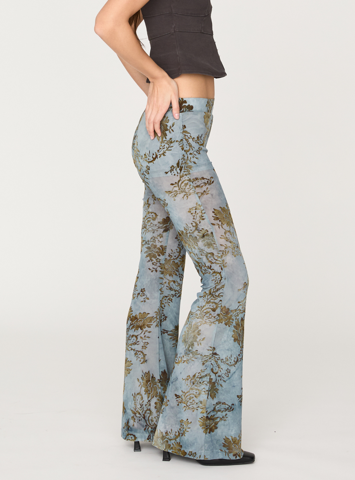 Flocky Tulle Flare Pants