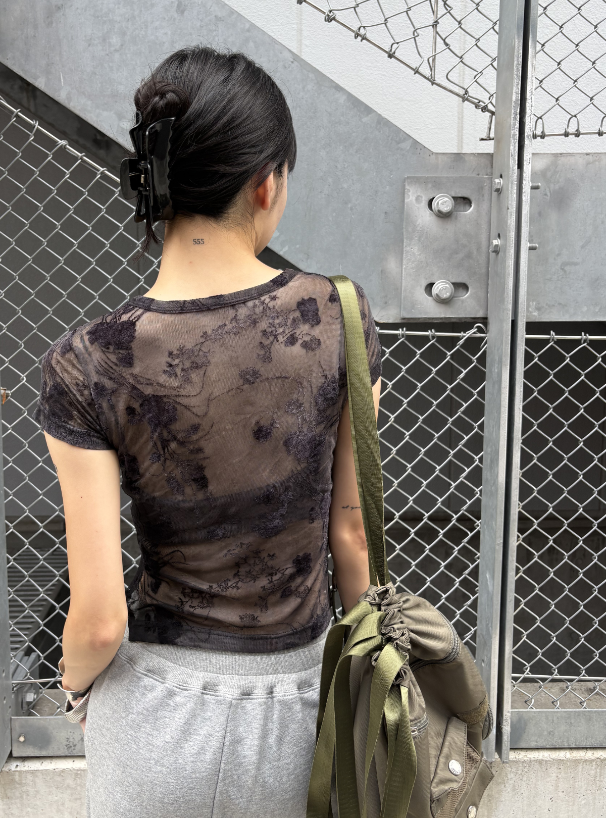 Side Slit Bloom Tulle Tee