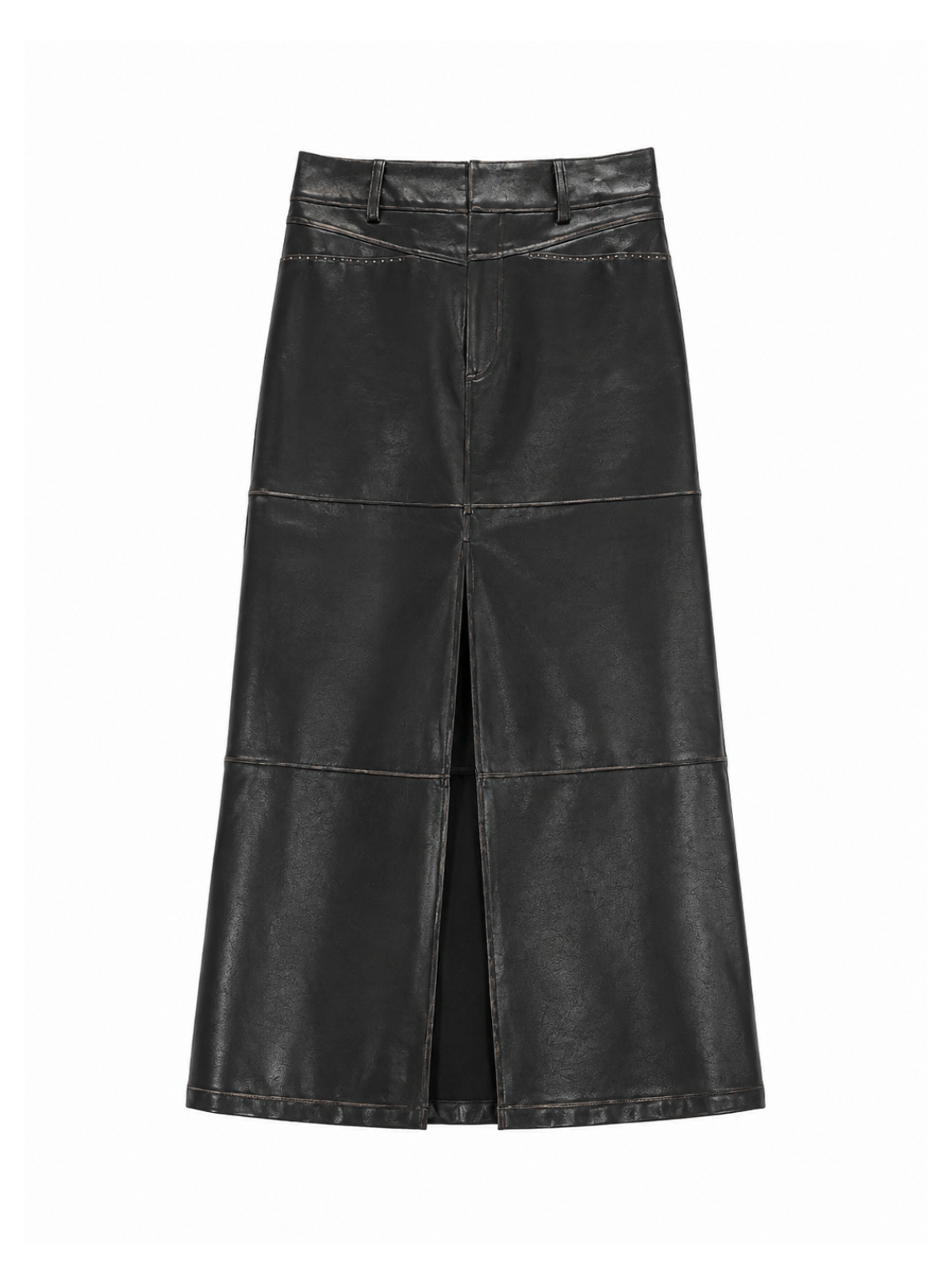 Faux Leather Slit Long SK