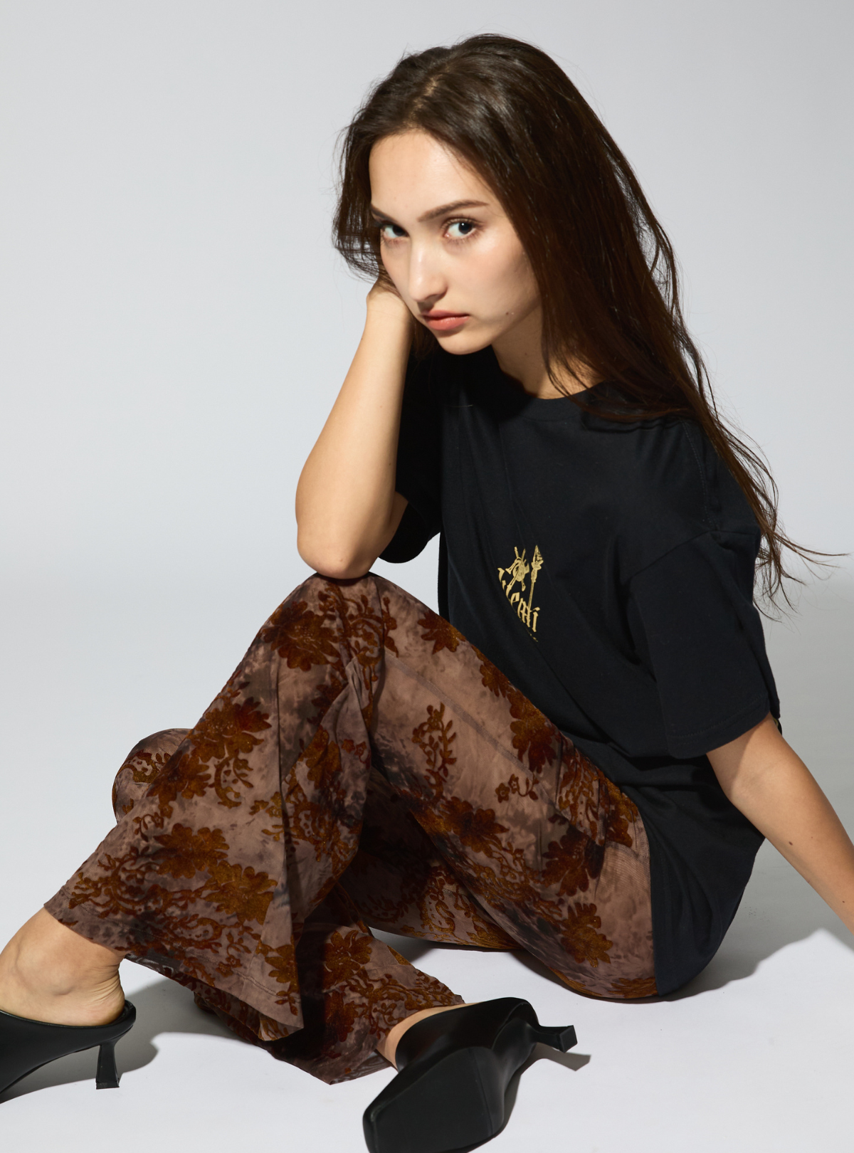 Flocky Tulle Flare Pants