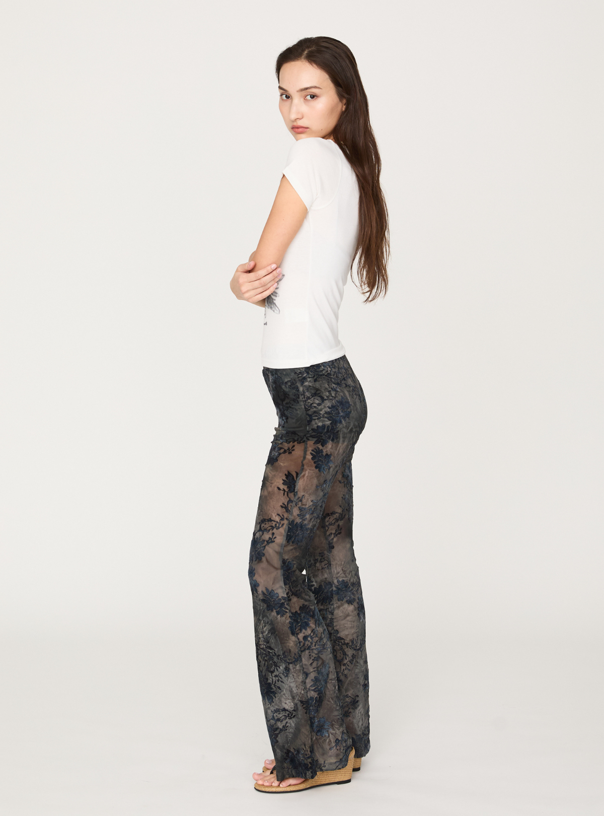 Flocky Tulle Flare Pants