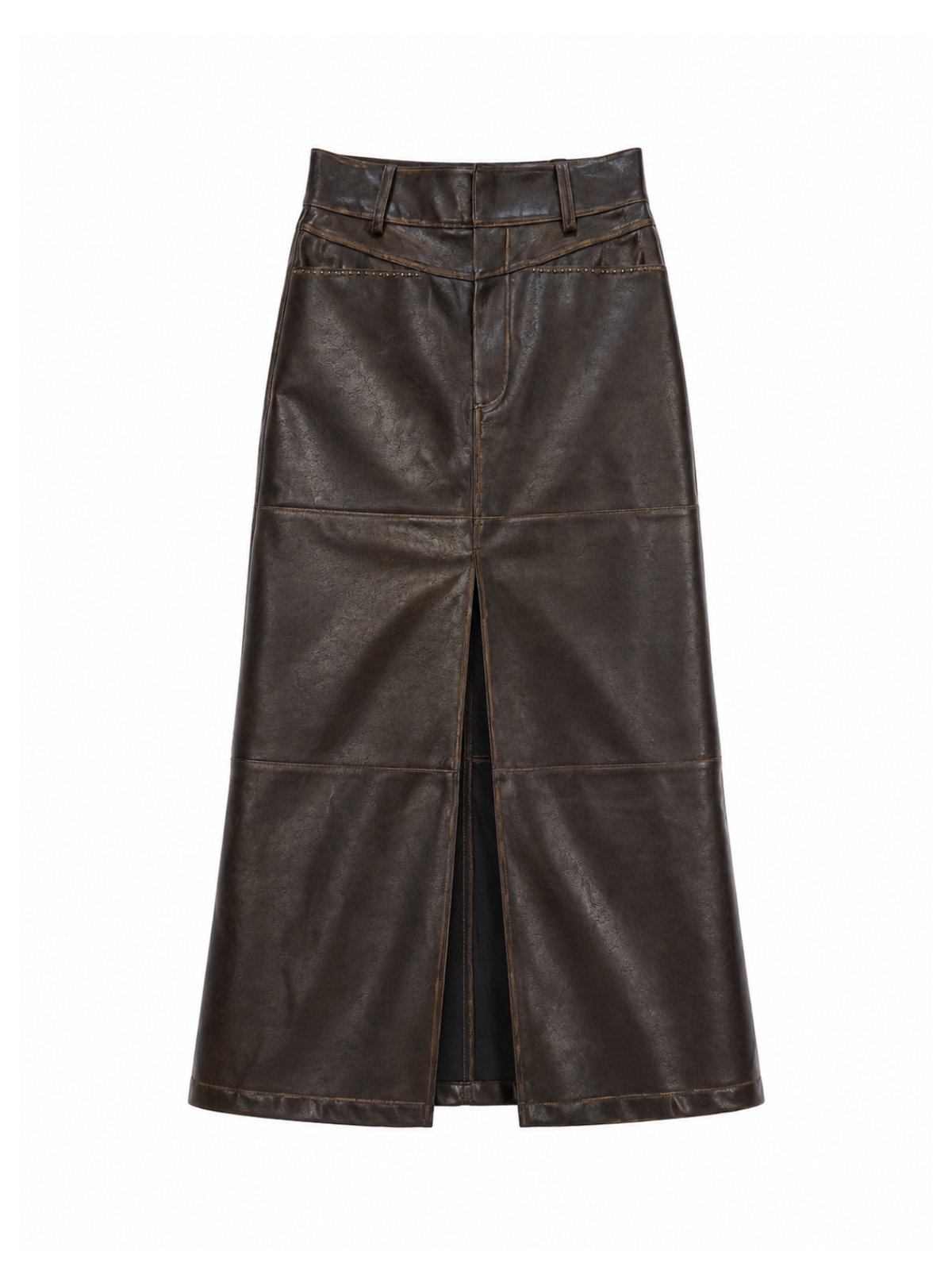 Faux Leather Slit Long SK