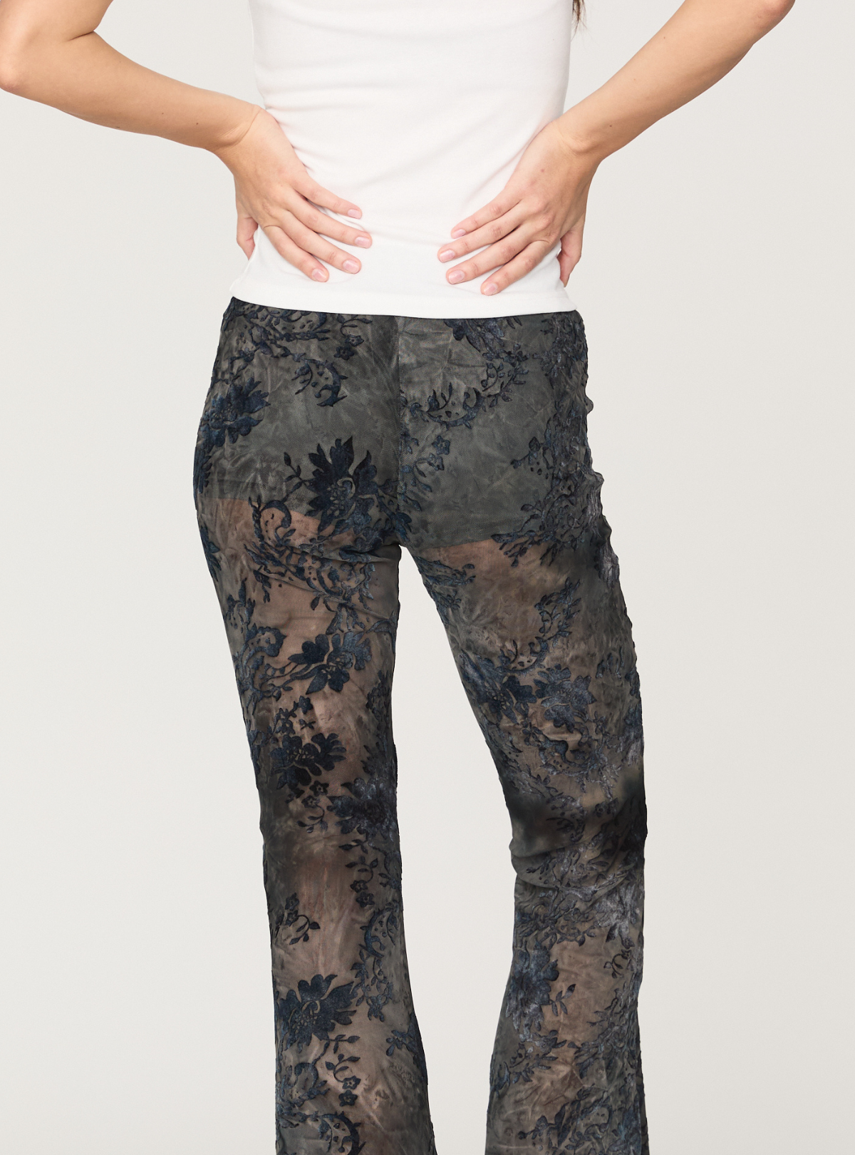 Flocky Tulle Flare Pants