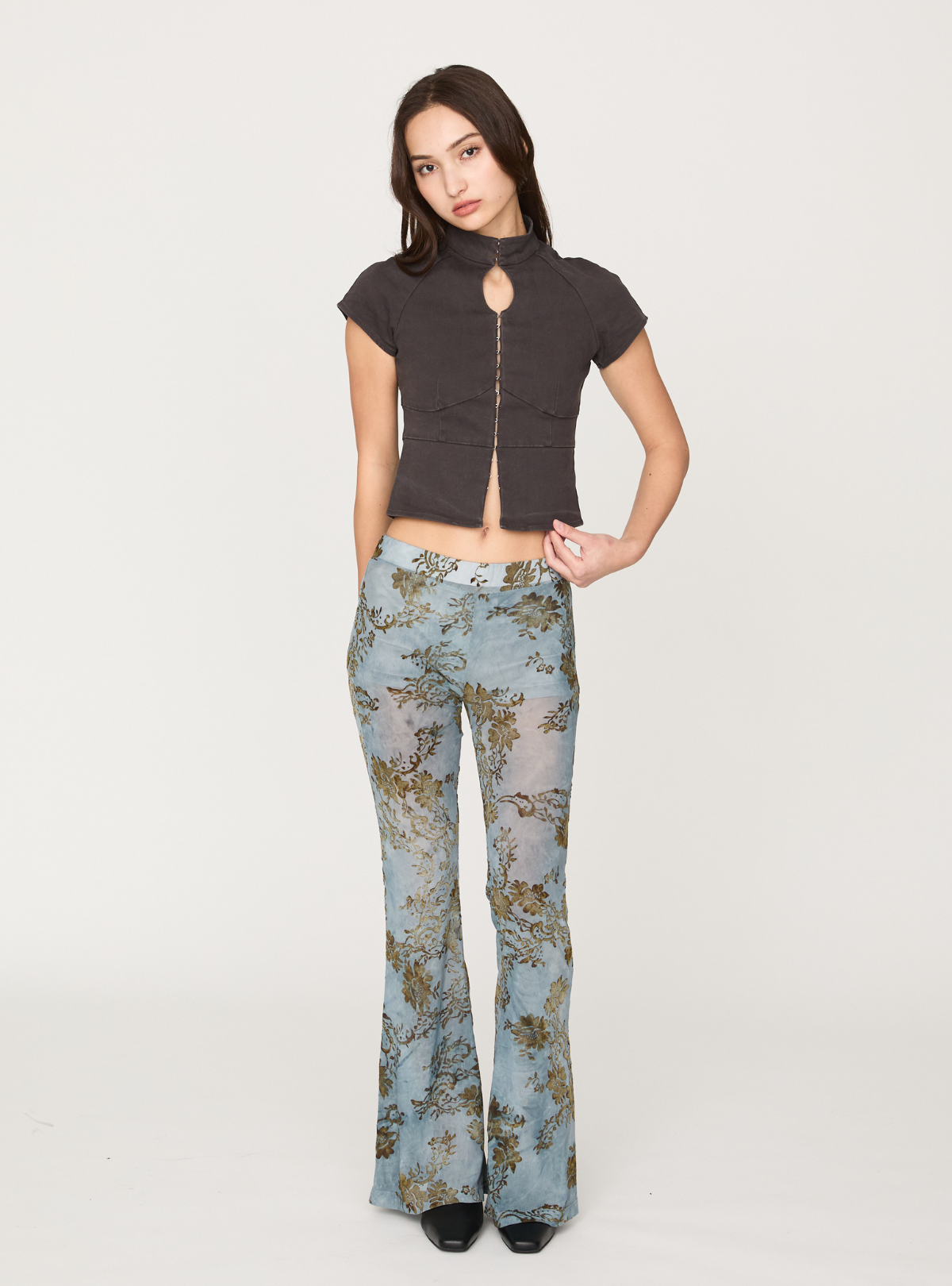 Flocky Tulle Flare Pants
