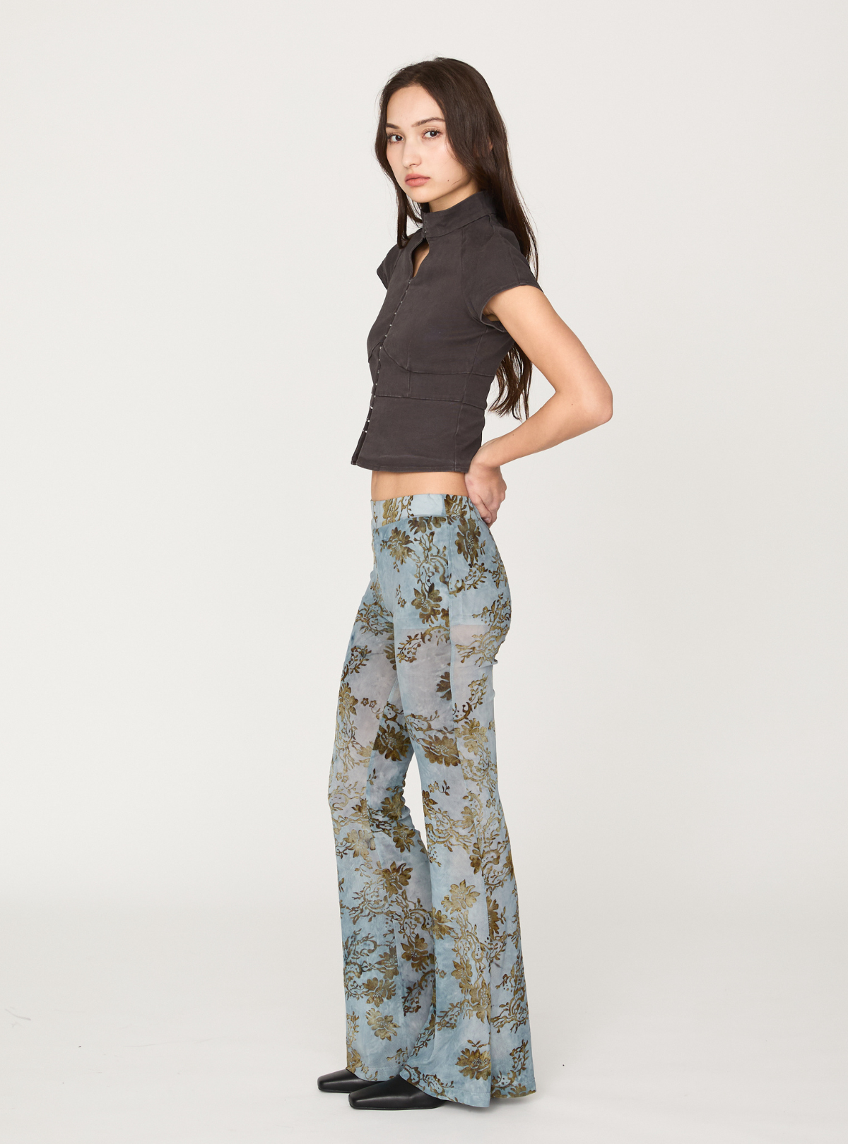 Flocky Tulle Flare Pants